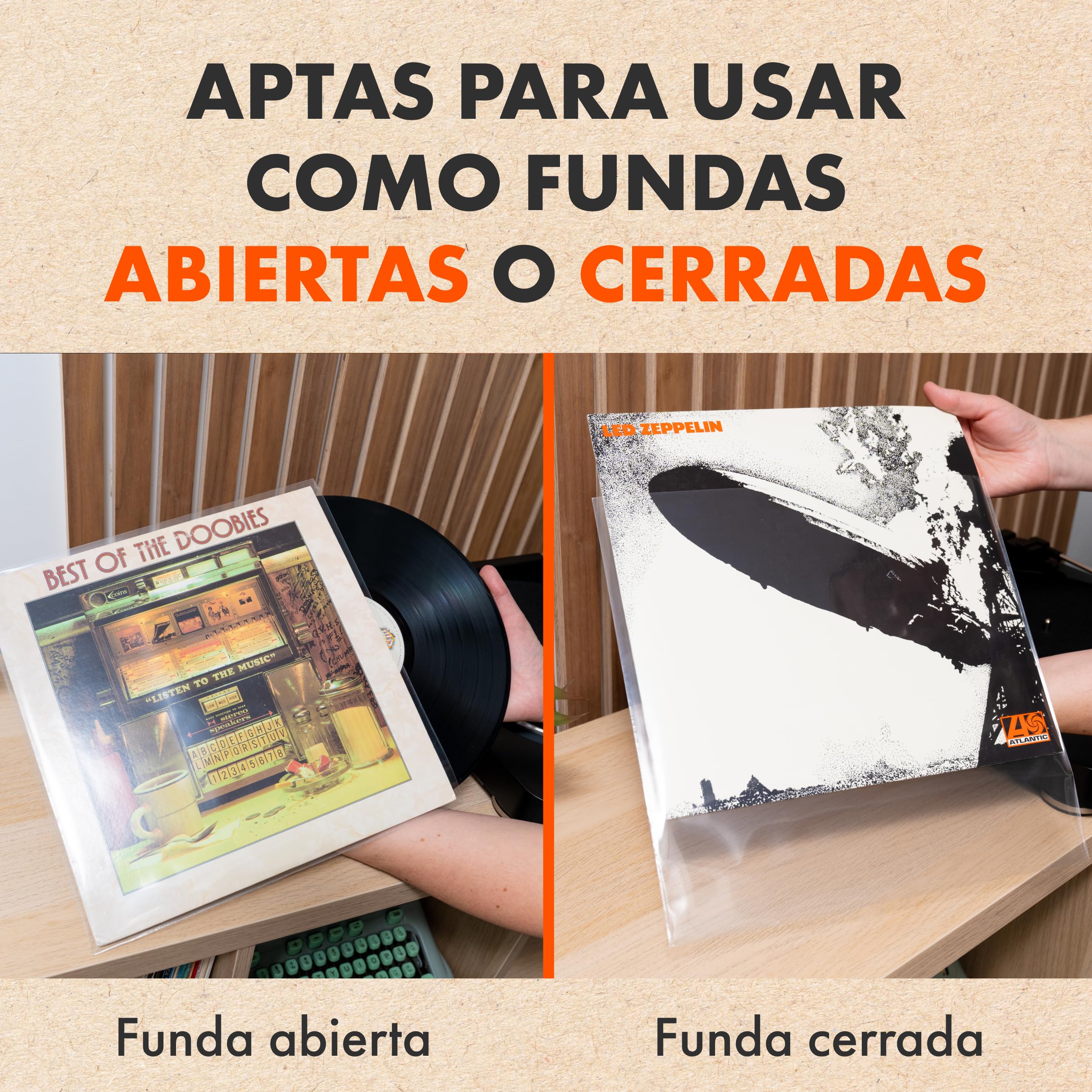 100x Fundas De Vinilo Standard Transparentes LP 33 RPM | Crystal para Solo Doble Fundas | Exteriores Plastico Protectoras De Vinilo