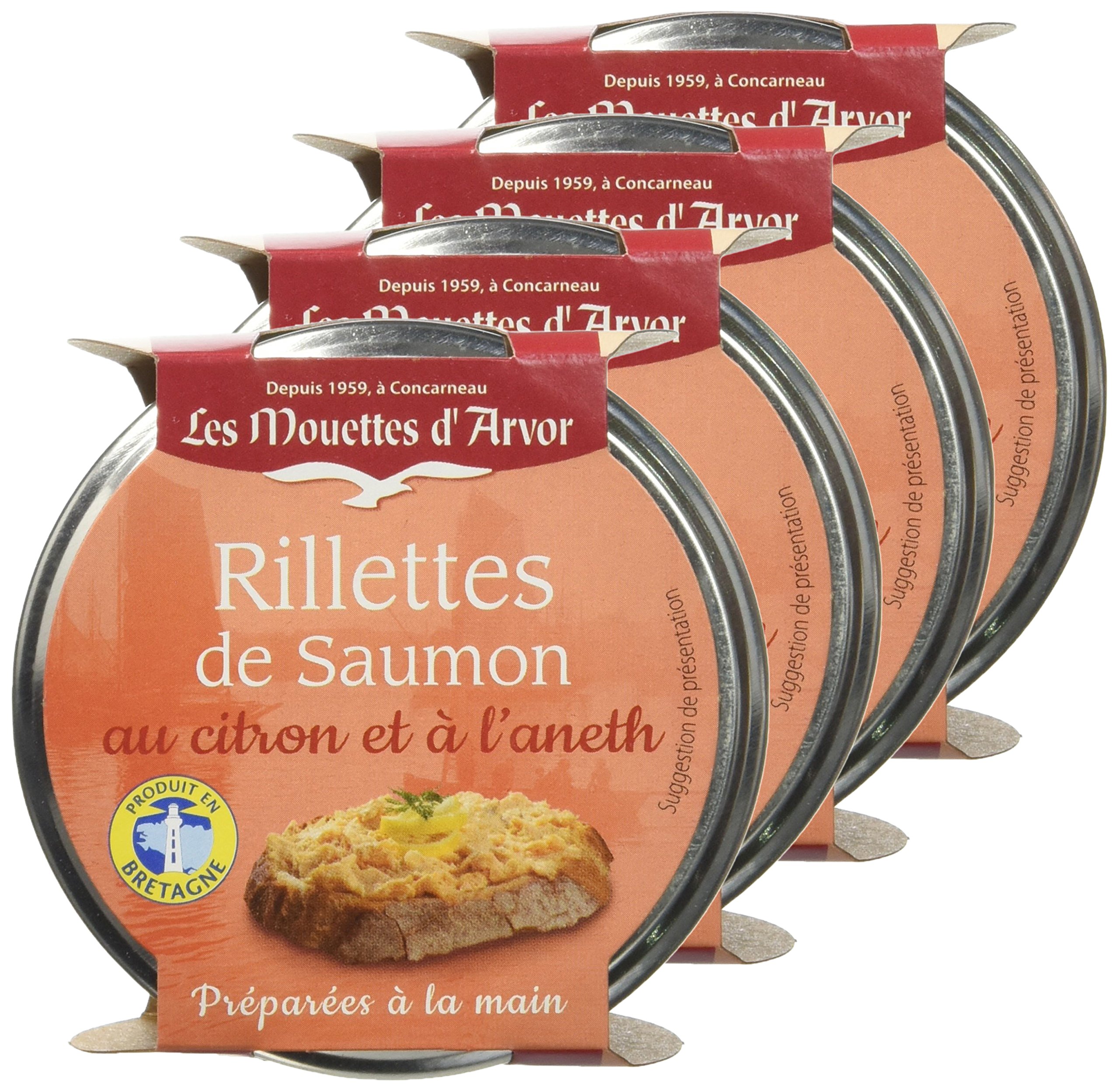 Les Mouettes d'Arvor Rillettes Saumon au Citron et à l'Aneth 125 g - Lot de 4