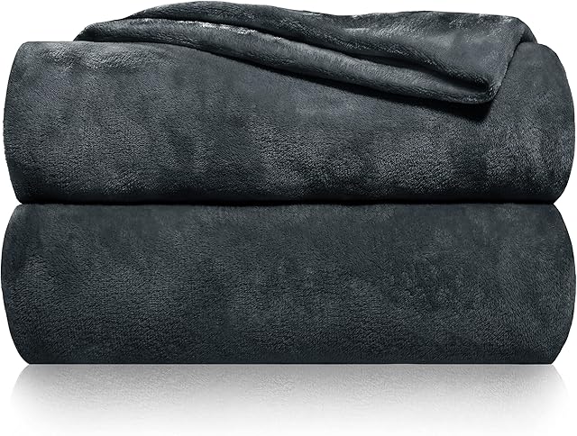 Gräfenstayn® Przytulny i super miękki  wysokiej jakości koc polarowy nadaje się również jako koc do mieszkania, narzuta na sofę, narzuta na sofę i kanapę (antracytowy, 200 x 150 cm)