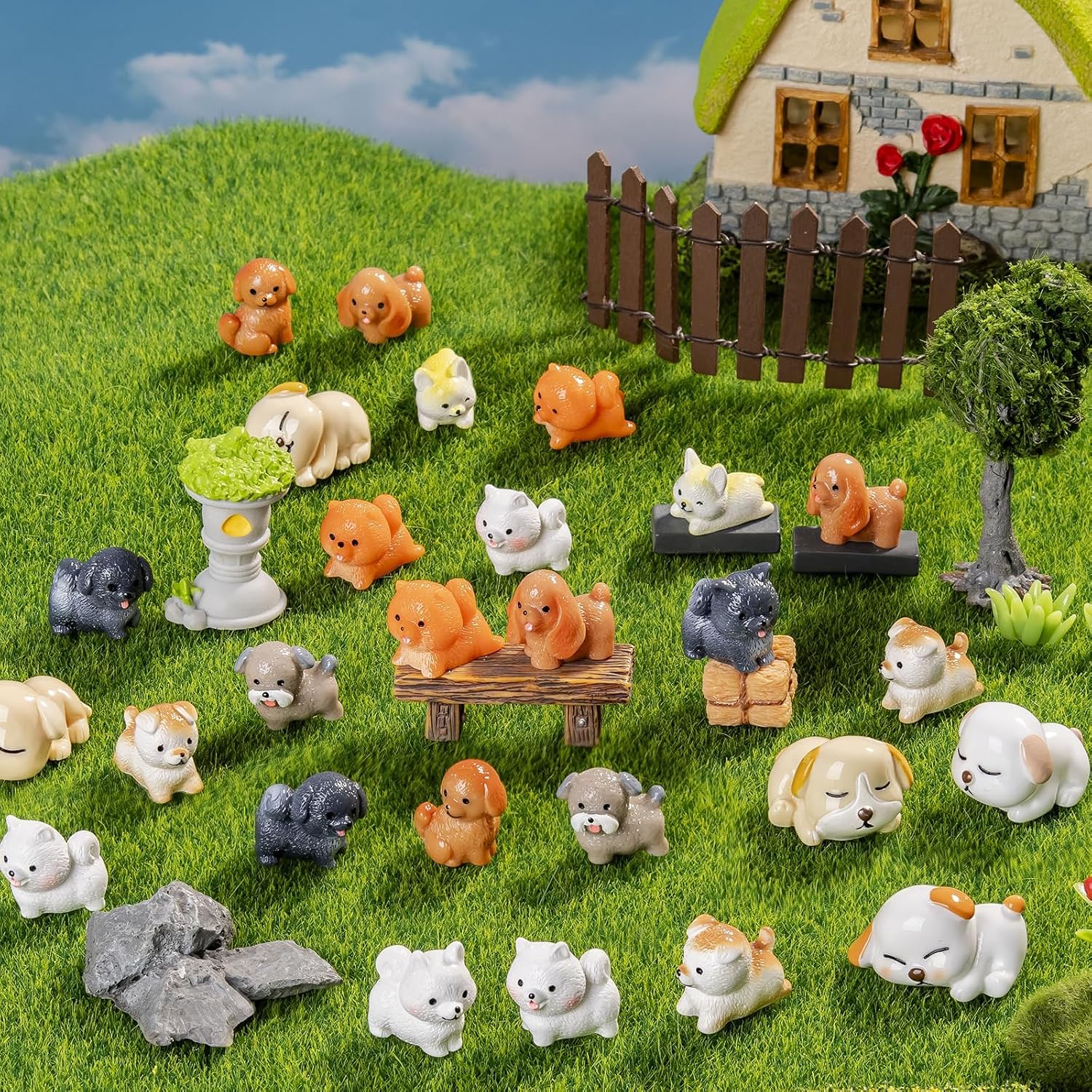 36Pcs Realistic Mini Resin Dog Figurines Resin Animals Decorative Ornaments for Home Desks, Birthday Party Decorations,Bulk Miniature Figurines,Unique Gifts for Dog Lovers