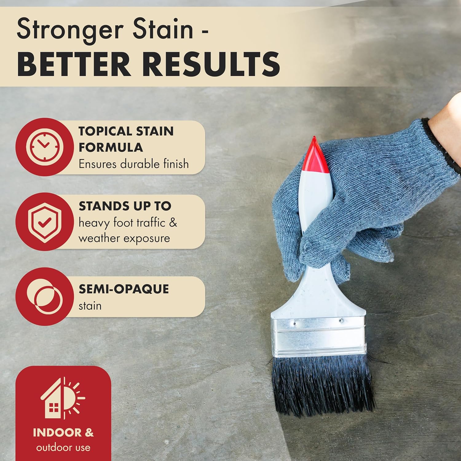Concrete Stain - Driftwood - Semi-Opaque Topical Stain for Wood, Concrete, Stone, Tile, Decks, Floors, Cement, Porches, and More - Decorative Color Stains (1 Gallon)