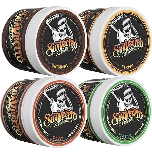 Miniatura 3 de Suavecito Pomada Variedad 4 Pack (OG, Firme (Fuerte), Mate, Pomadas de arcilla) Fijación durante todo el día para todos los estilos de cabello