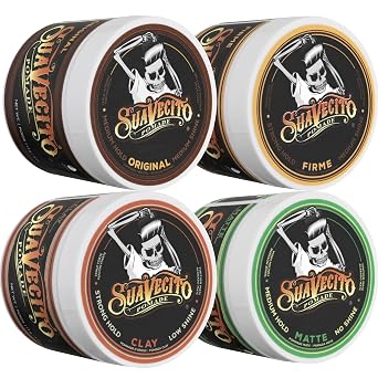Suavecito Pomade Variety 4 Pack (OG, Firme (Strong), Matte, Clay Pomades) All Day Hold For All Hair Styles