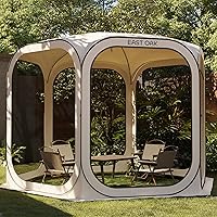 EASTOAK 10x10 Pop-Up Screen House Tent - Bug-Proof Portable Screen Room Canopy for Patio, Backyard, Camping, Instant Setup, Beige