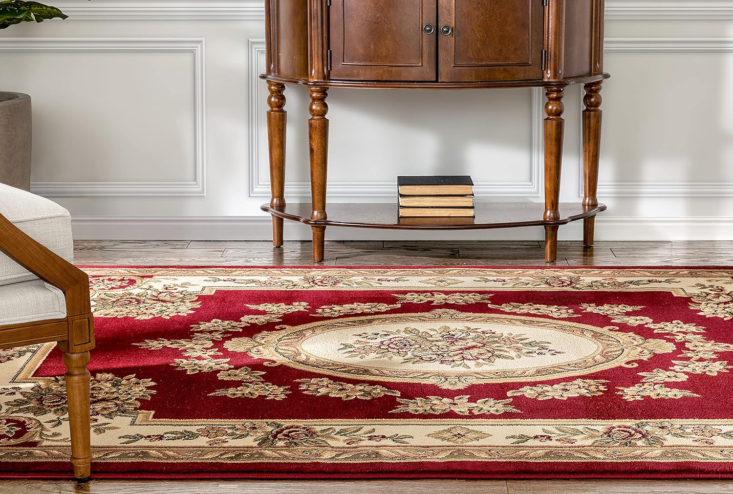 Well Woven Pastoral Medallion Red French European Formal Traditional Area Rug (7'10" x 10'6") Contemporary Floral Thick Soft Plush Living Dining Room Rug