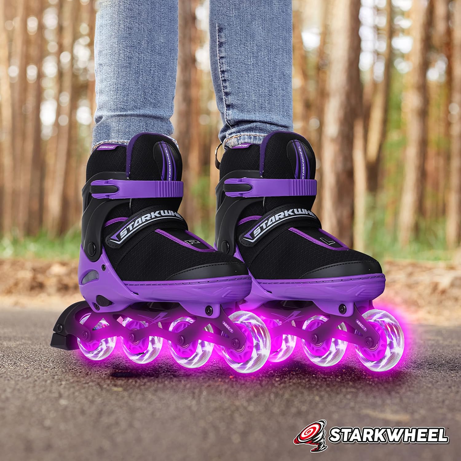 Adjustable Inline Skates for Kids Adults and Teens - Full Light Up Rollerskate Wheels, Outdoor Roller Skate for Adult Men and Women - Best Gifts for Girls and Boys Ages 16 17 18 19+ (Inline Skates)