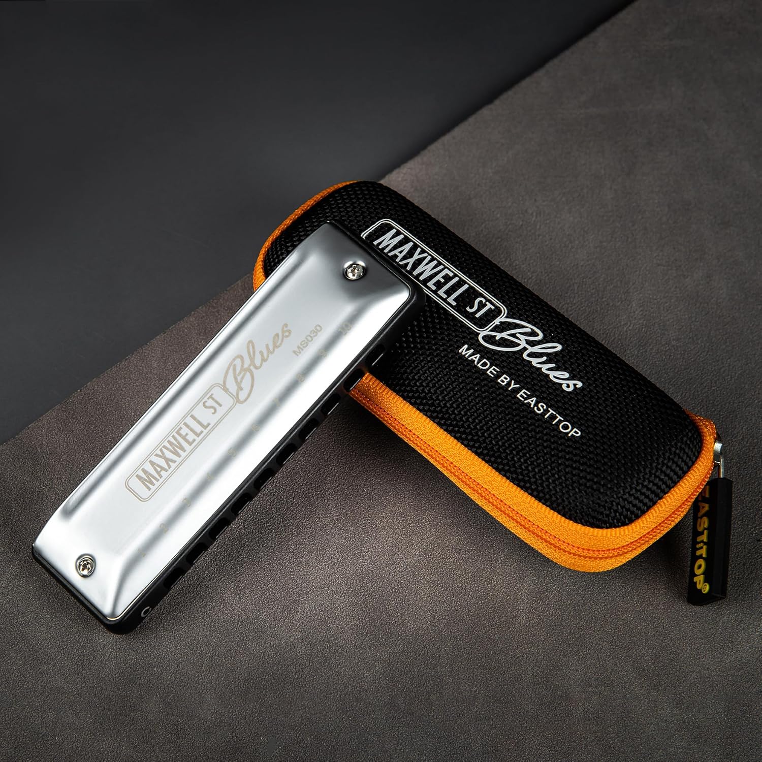 East top MAXWELL ST Blues Harmonica C, Professional Overblow and Bending 10 Holes MS030 Mouth Organ For All Levels Adults, Professional Players and Students