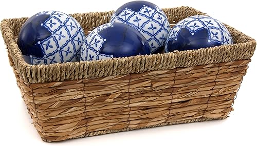 Miniatura 2 de Oriental Furniture - Juego de bolas de porcelana con medallones azules y blancos de 4 pulgadas