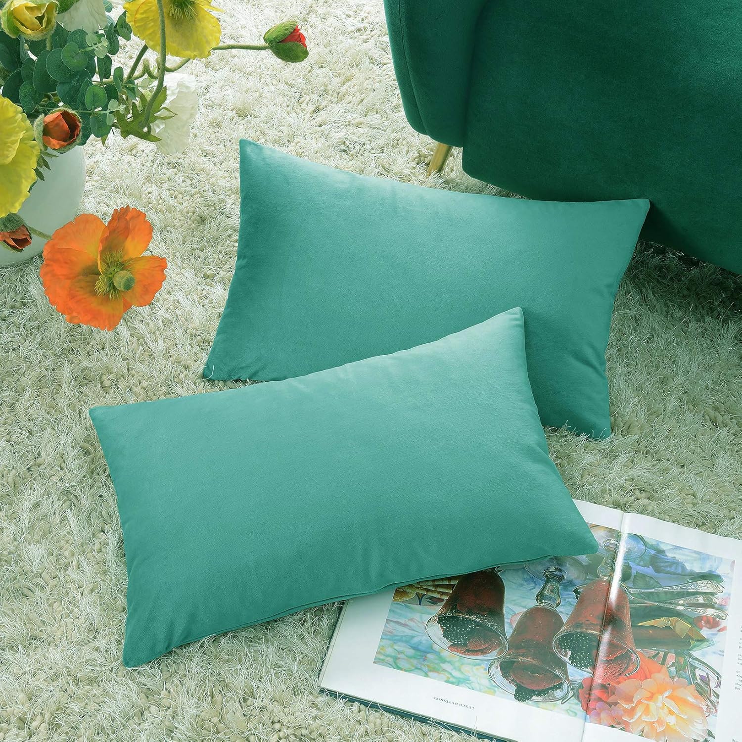 COMFORTLAND 2 Pack Decorative Throw Pillow Covers, Lumbar