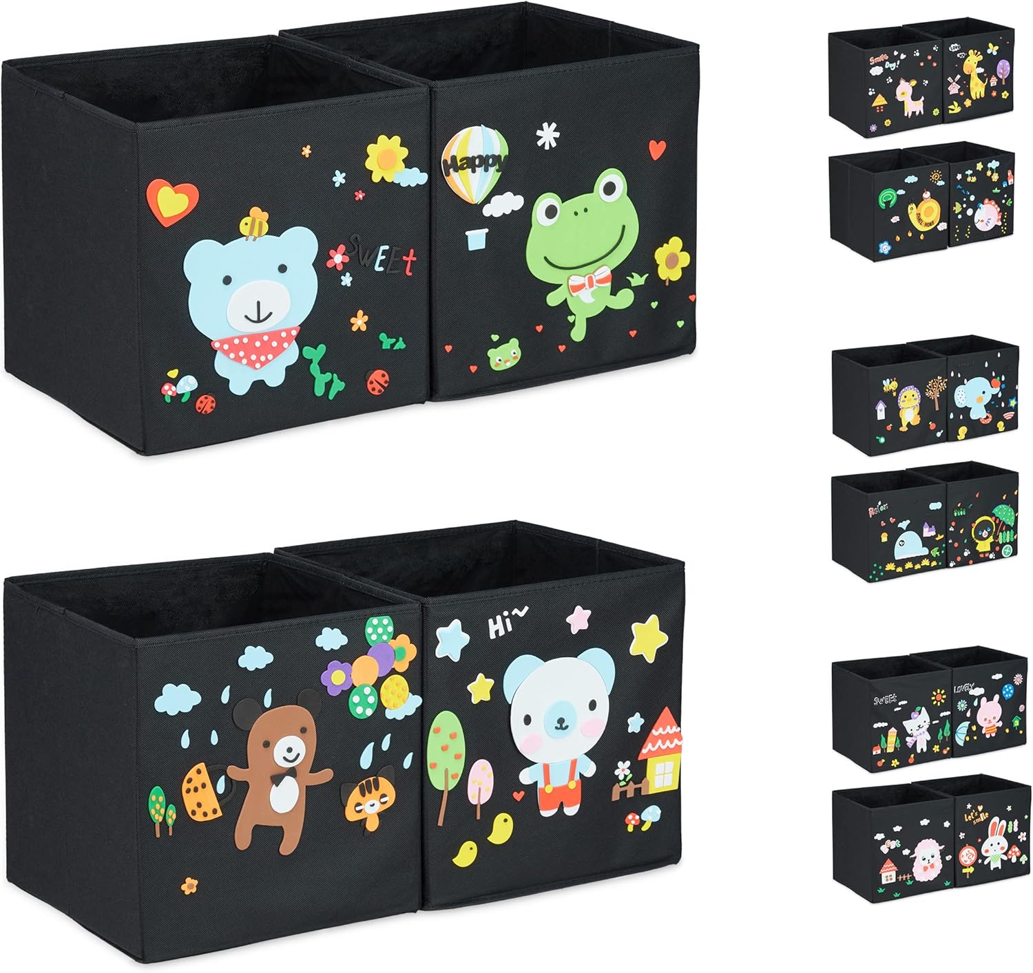 Relaxdays Children’s Storage Boxes, Set of 4, DIY Foam Stickers, Toy
