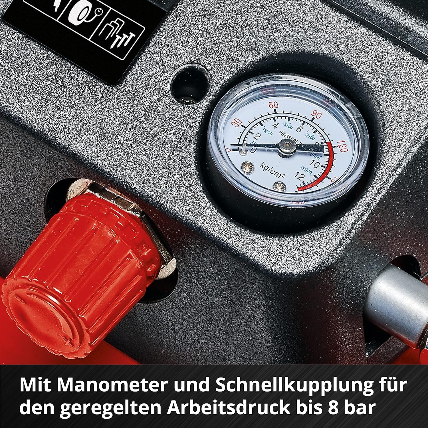 Einhell Akku-Kompressor TE-AC 36/6/8 Li OF Set Power X-Change (36 V, max. 8 bar, 6 l-Tank, 130 l/min Ansaugleistung, Motordrehzahl 16000 min^-1, ölfrei, ohne Akku)