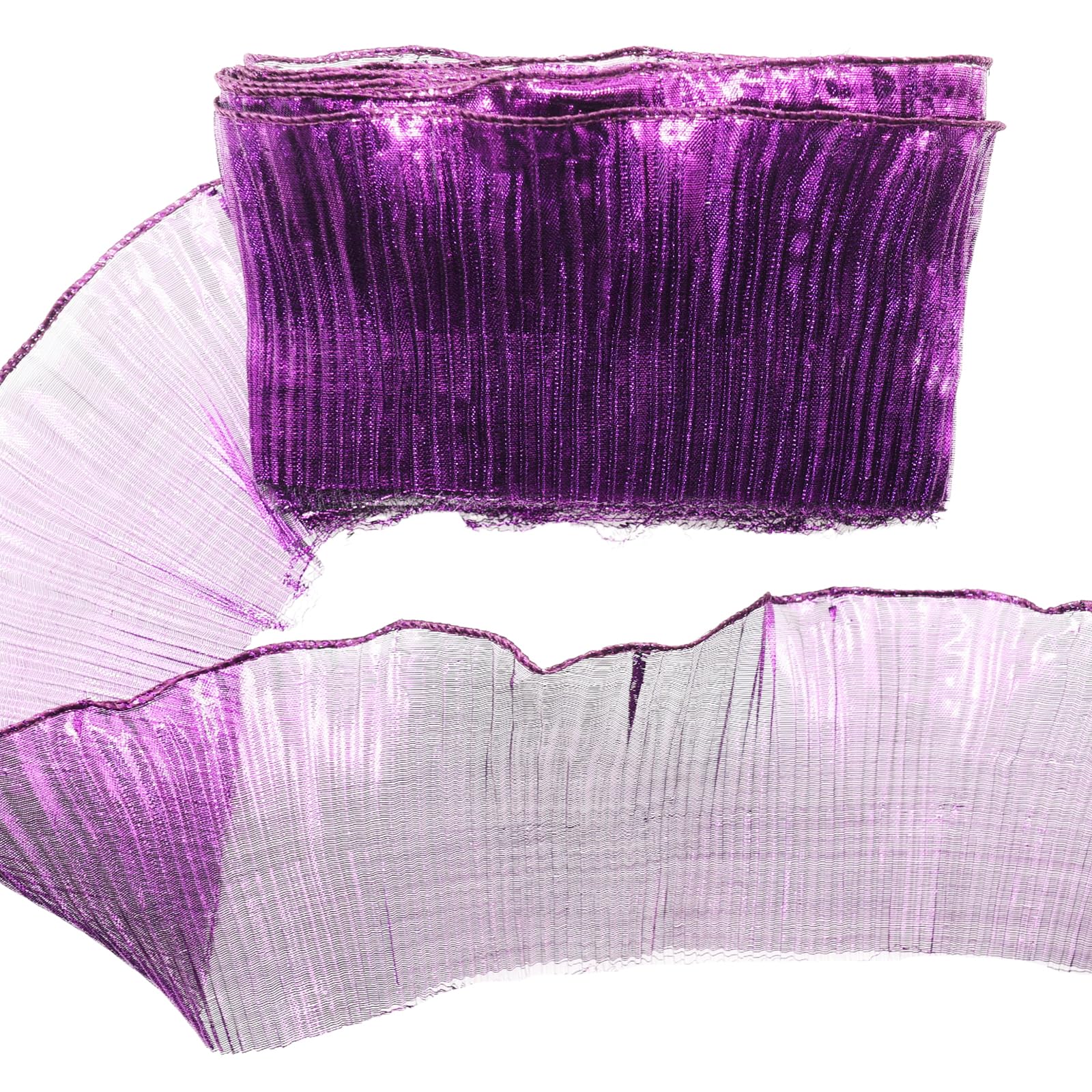 Yalulu 10 Yards Metallic Wave Lace Fabric, Pleated Lace Fabric Trim Ruffle Pleated Polyester Trimmings Border Lace Fabric (Purple)