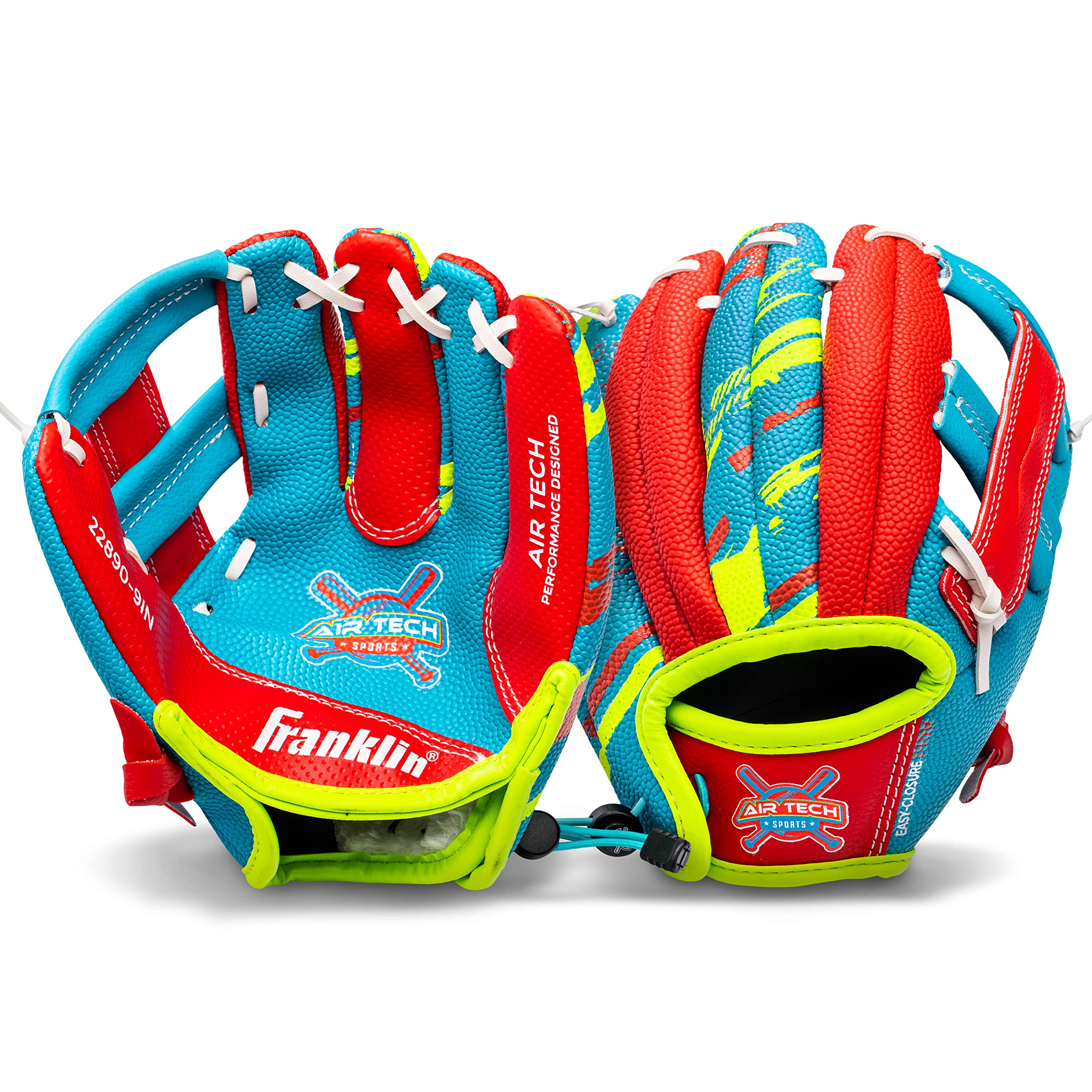 Franklin Sports Air Tech Baseball Glove with Ball - Tee Ball - Soft Air Tech Foam - Royal/Red