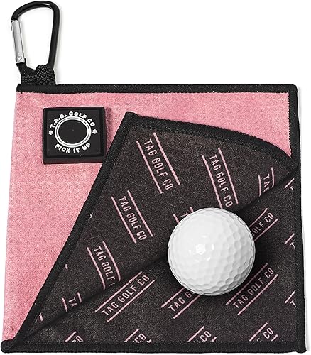 TAG Golf Co - Toalla de golf magnética pequeña, pégala a tu club o putter, toalla de golf de microfibra, tamaño perfecto para bolsillo, 6 x 6