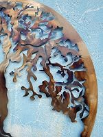 MetalArtWallDecor Életfa Fali Dekoráció Meleg Színekben 70cm Fém Fali Dísz Otthon Lakberendezés 3