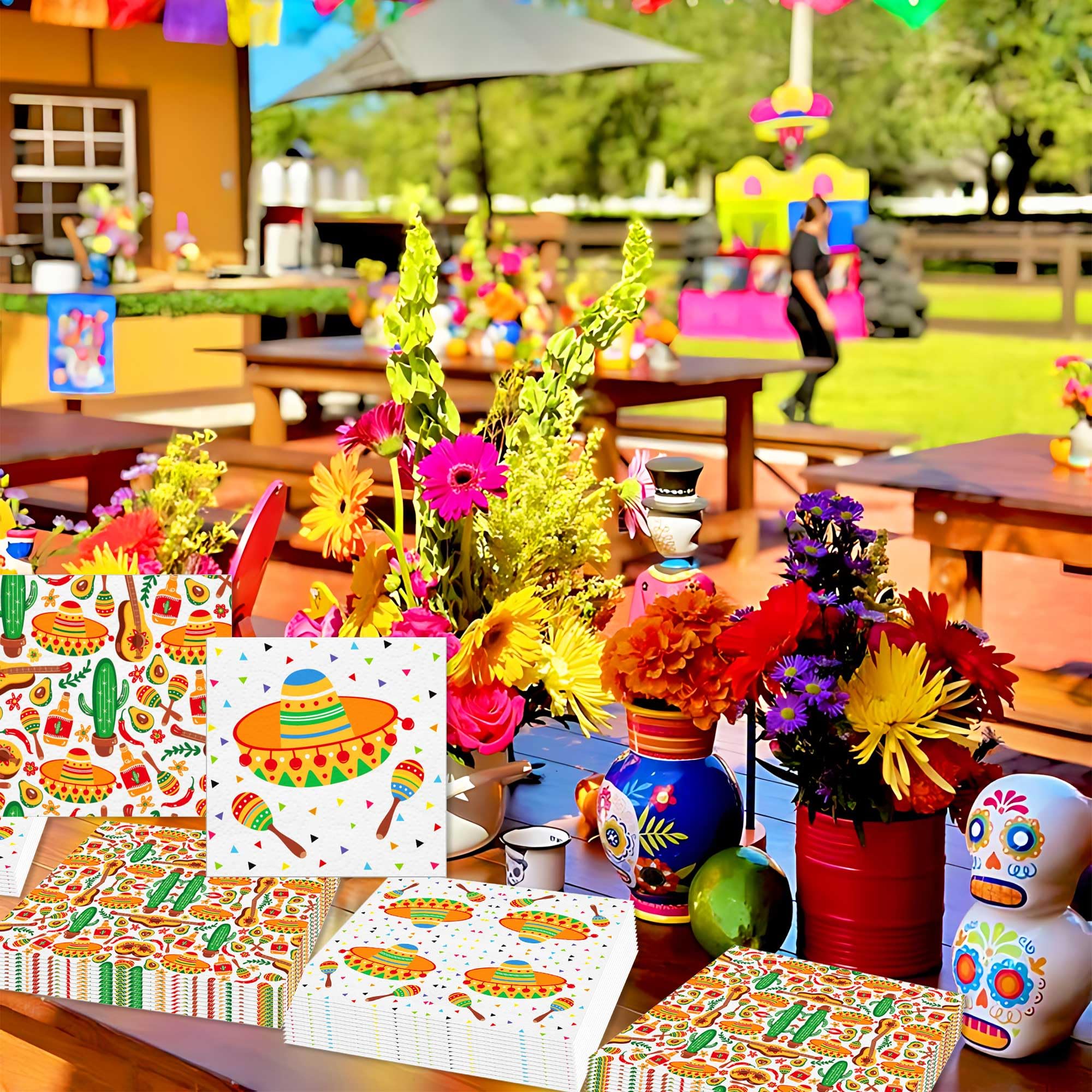 40 Tovaglioli Di Carta Messicani A Righe Colorate – Per Feste Cinco De Mayo, Compleanni E Baby Shower, 33x33 Cm Aperti, Morbidi E Assorbenti