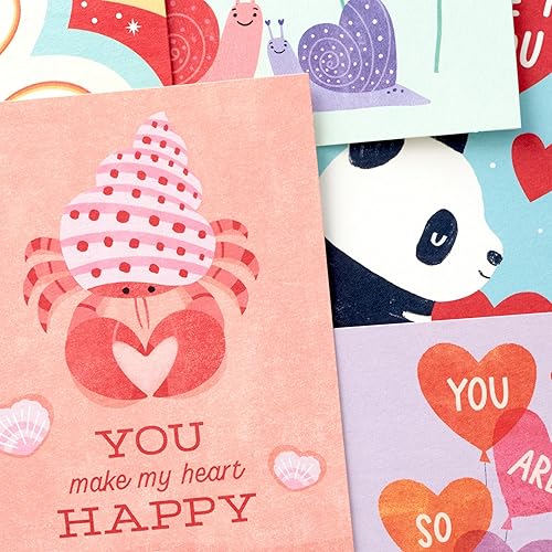 Miniatura 5 de Hallmark Tarjetas de San Valentín para niños de abuela, tía padre, pariente (36 aulas de San Valentín con sobres) erizos, caracoles, pandas,