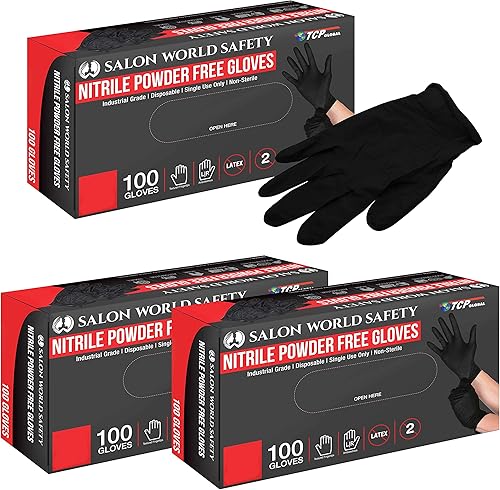 Miniatura 7 de Guantes desechables de nitrilo negro, caja de 100 unidades, talla XL, 5.0 mil, sin látex, texturizados, aptos para alimentos