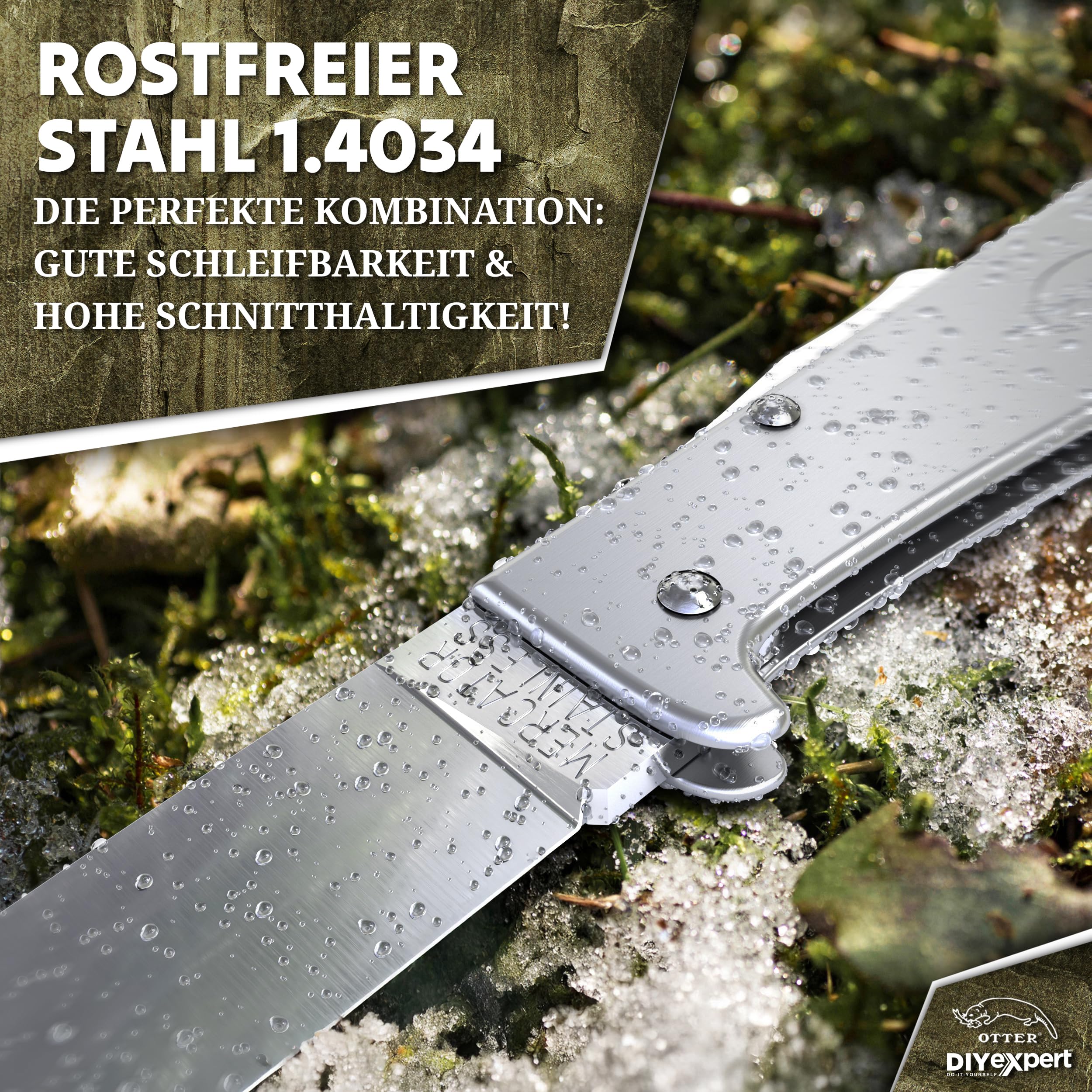DIYexpert Outdoor-Messer MERCATOR Edelstahl | [Ohne CLIP] | Klappmesser Made in Germany | Ideal als Taschenmesser oder Jagdmesser