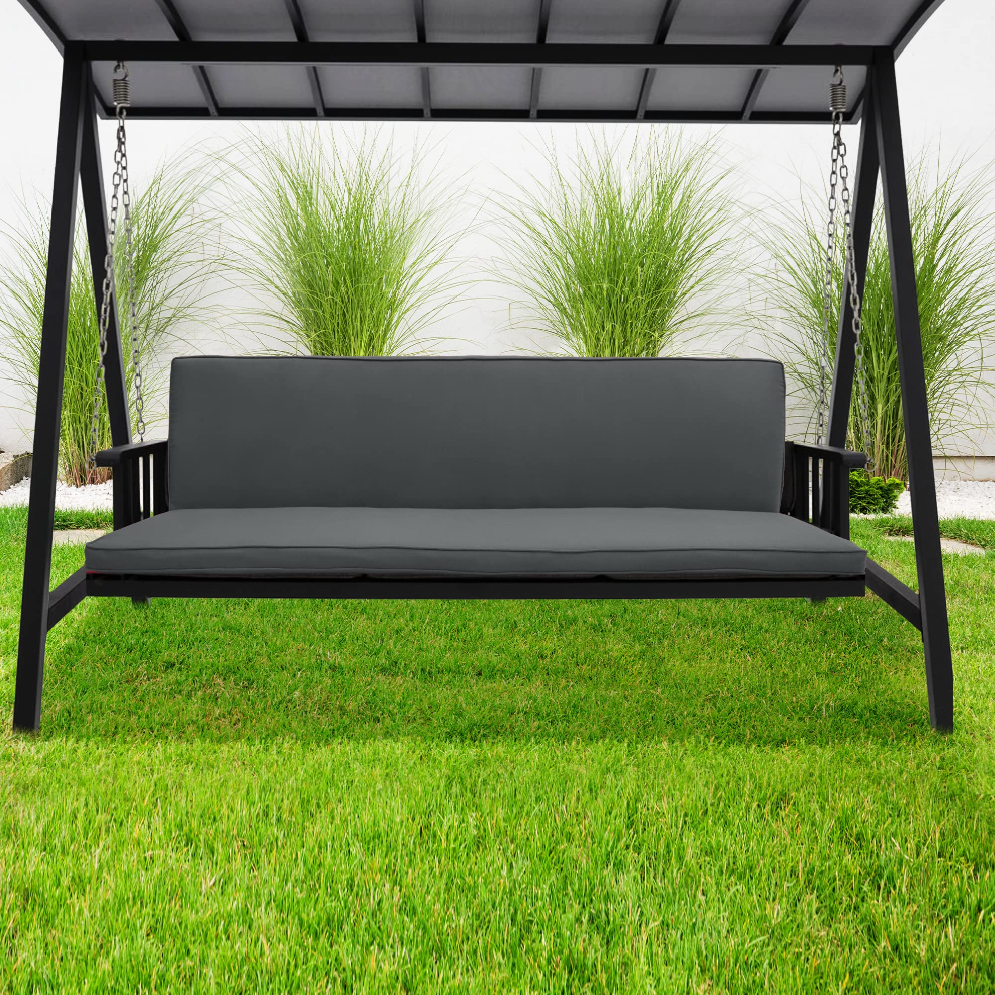 Beautissu Cuscini per Dondoli e Altalene da Giardino & Balcone 180x50 cm – Set di 2 cuscini per la seduta e lo schienale – Cuscini Dondolo Lavabile Seduta con Cerniera Antracite – Loft HS