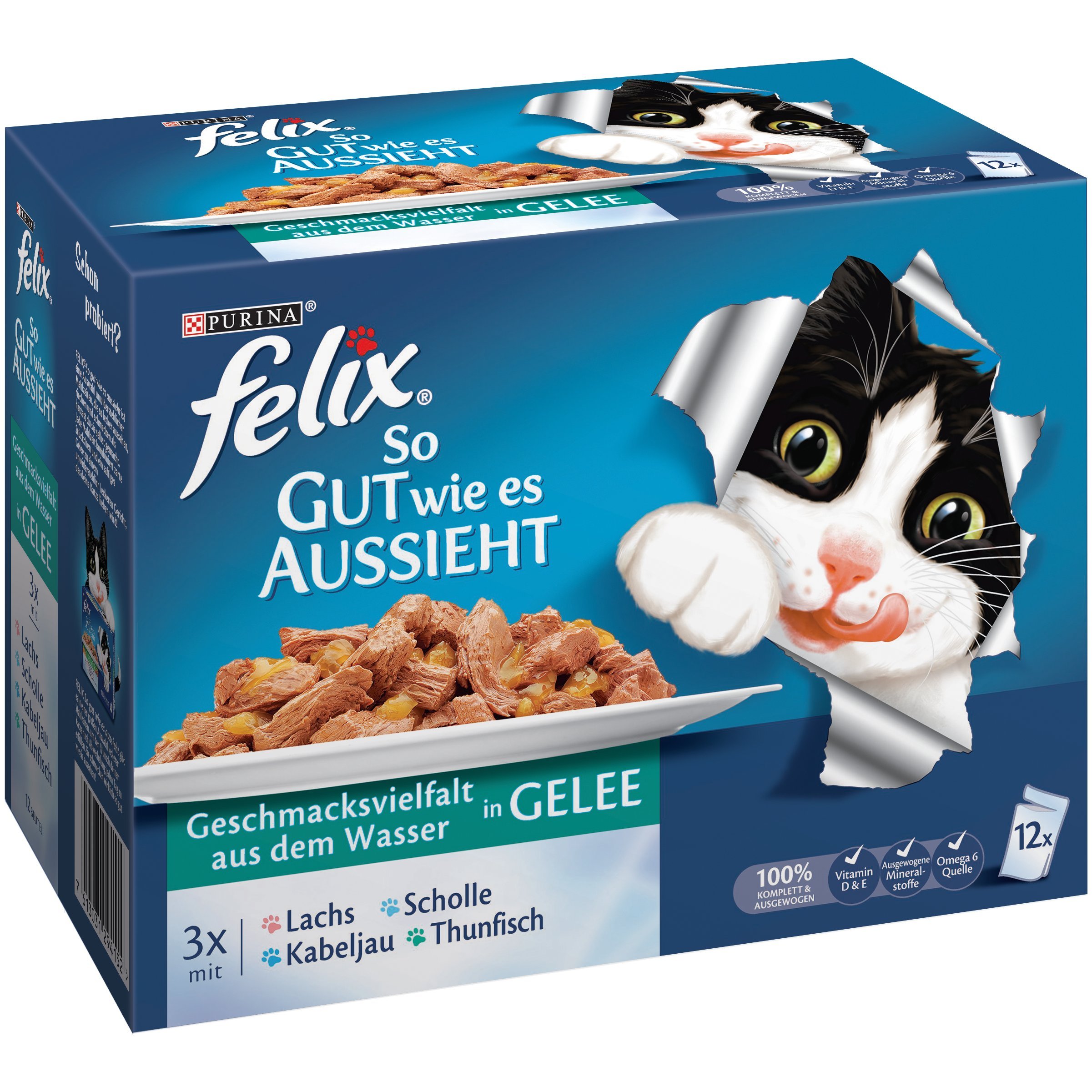 Felix So gut wie es aussieht Fisch Mix 12 x 100 g Katzenfutter von Purina, 6er Pack (6 x 1.2 kg)