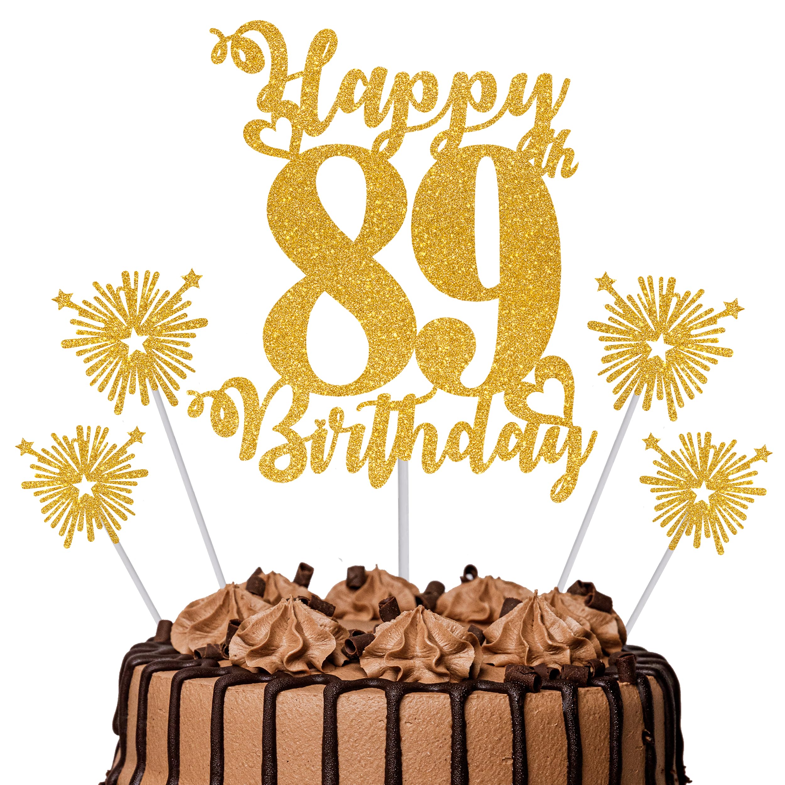 Gold Glitter 96th Birthday Cake Topper Set – 5 Piece Premium Glitter Birthday Decoration & Party Supplies for Men, Women & Kids – 96th Birthday — view 104