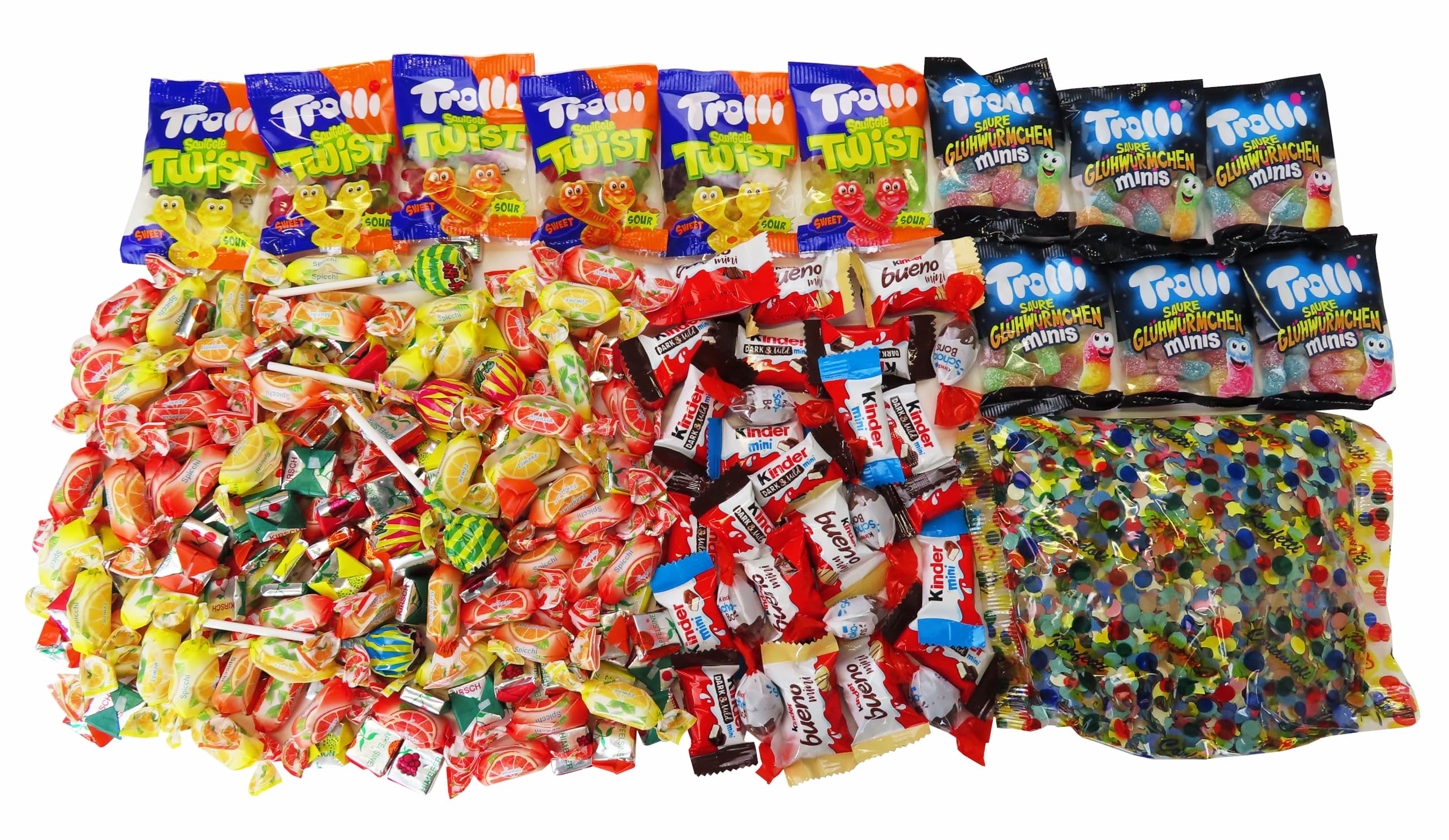 CAPTAIN PLAY Riempimento Pinata con Mix di Caramelle e Cioccolato - circa 210 Pezzi, 988g, con Coriandoli Pinata, Pinata Compleanno Bambina e Bambino