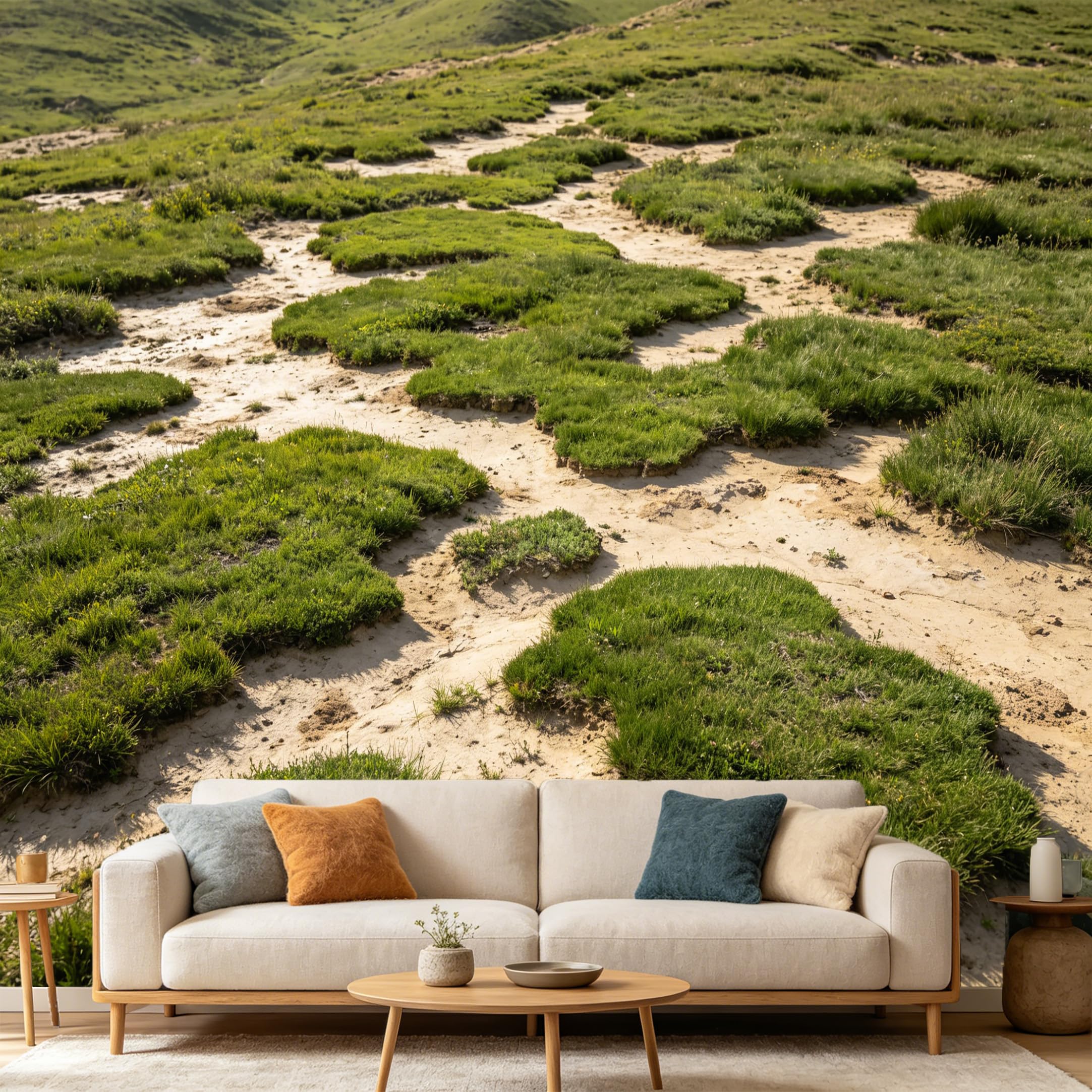 Custom Size Wall Mural Mountain Landscape Meadow Hillside Nature Scenery SelfAdhesive Art Prints wall Fabric (No PVC) Removable Wallpaper Home Bedroom Decor