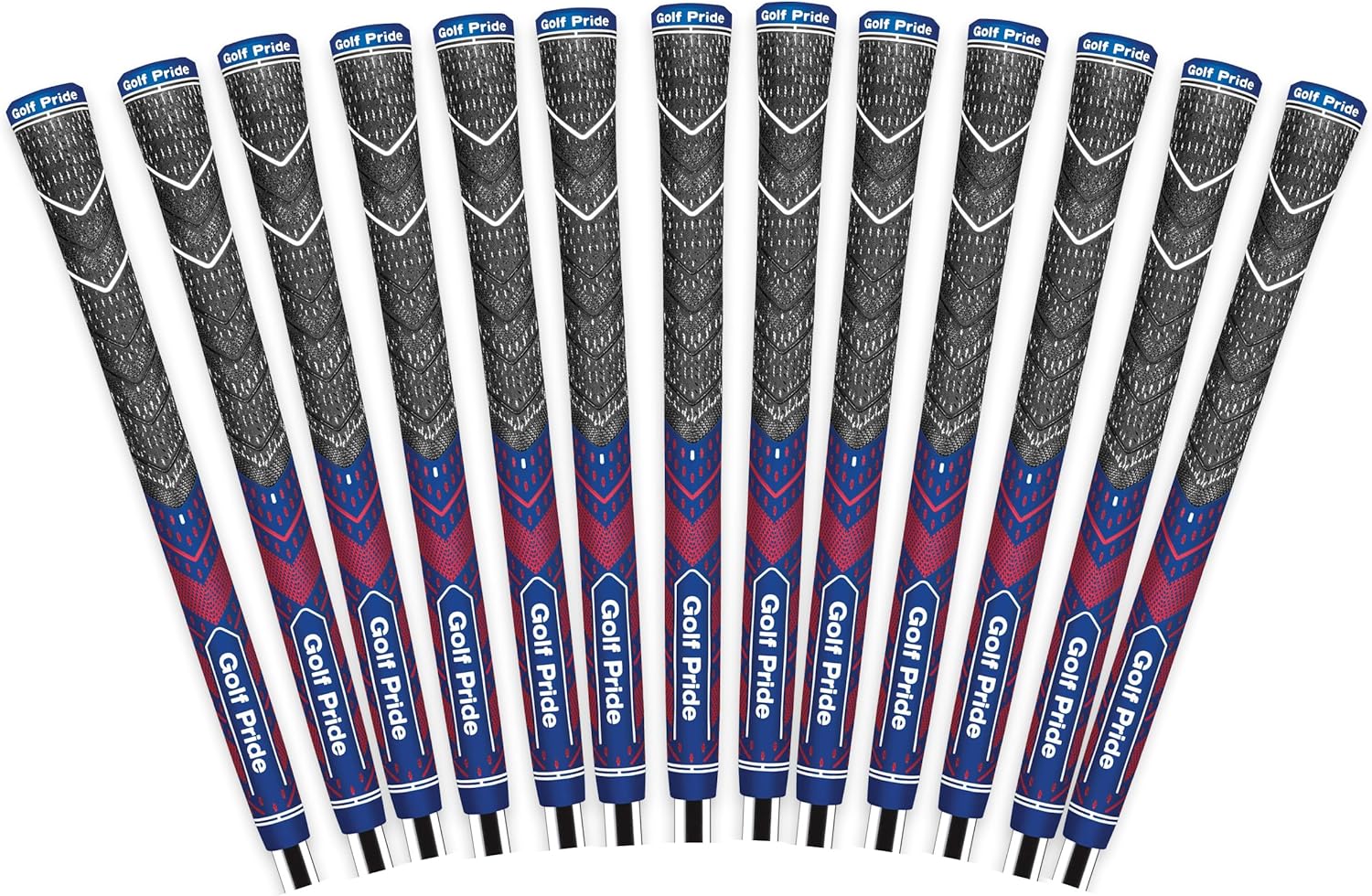 Golf Pride MCC Plus4 Golf Club Grip - All-Weather Hybrid Grip with Larger Lower Hand - Brushed Cotton Cord & Pebbled Texture - Navy/Red