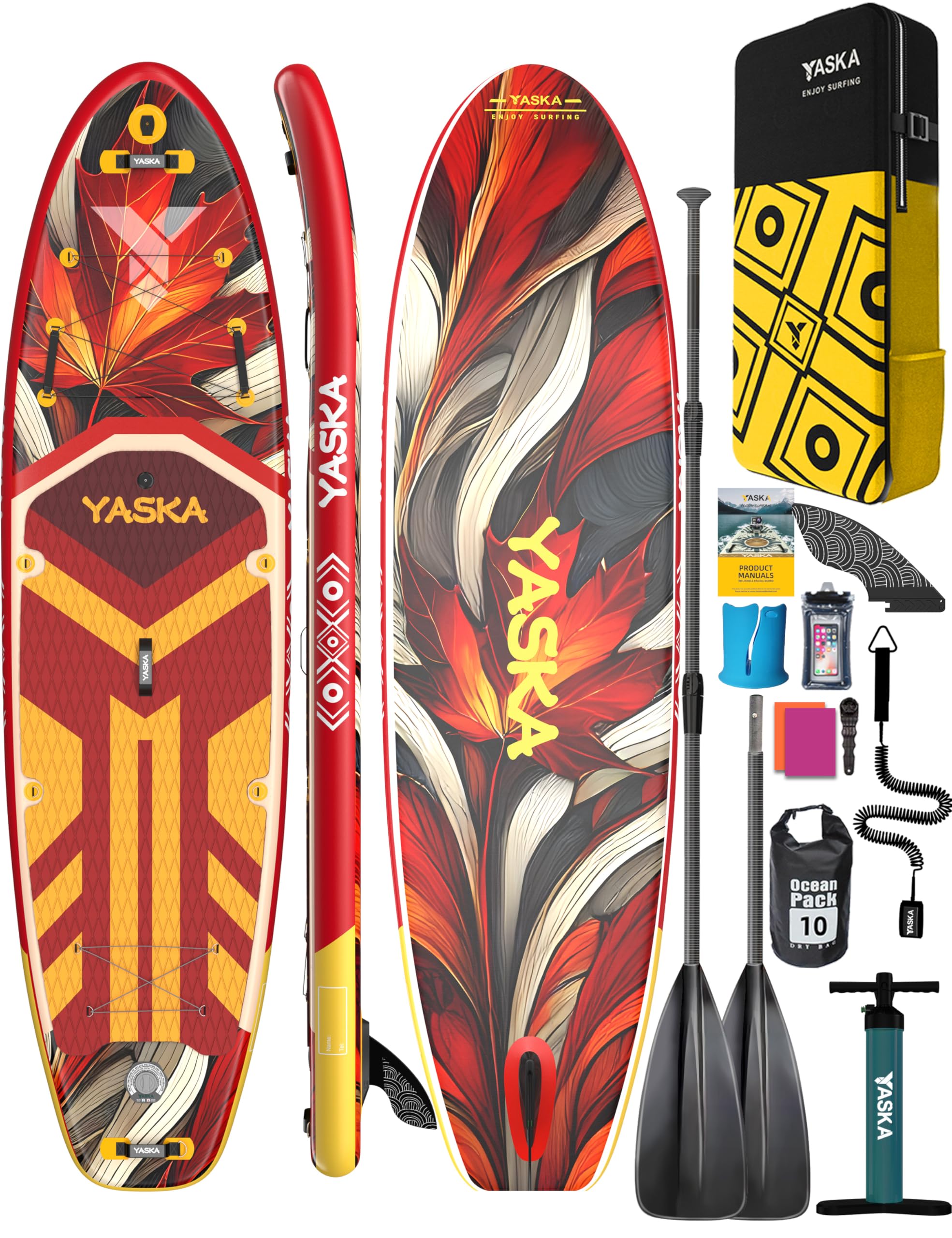 Yaska SUP Gonfiabile Adulti con Tutti gli Accessori e Portabicchiere,335cm Stand up Paddle Gonfiabile per Tutti i Livelli di Abilità,Paddle Board con Capacità di 200kg per 2 Persone