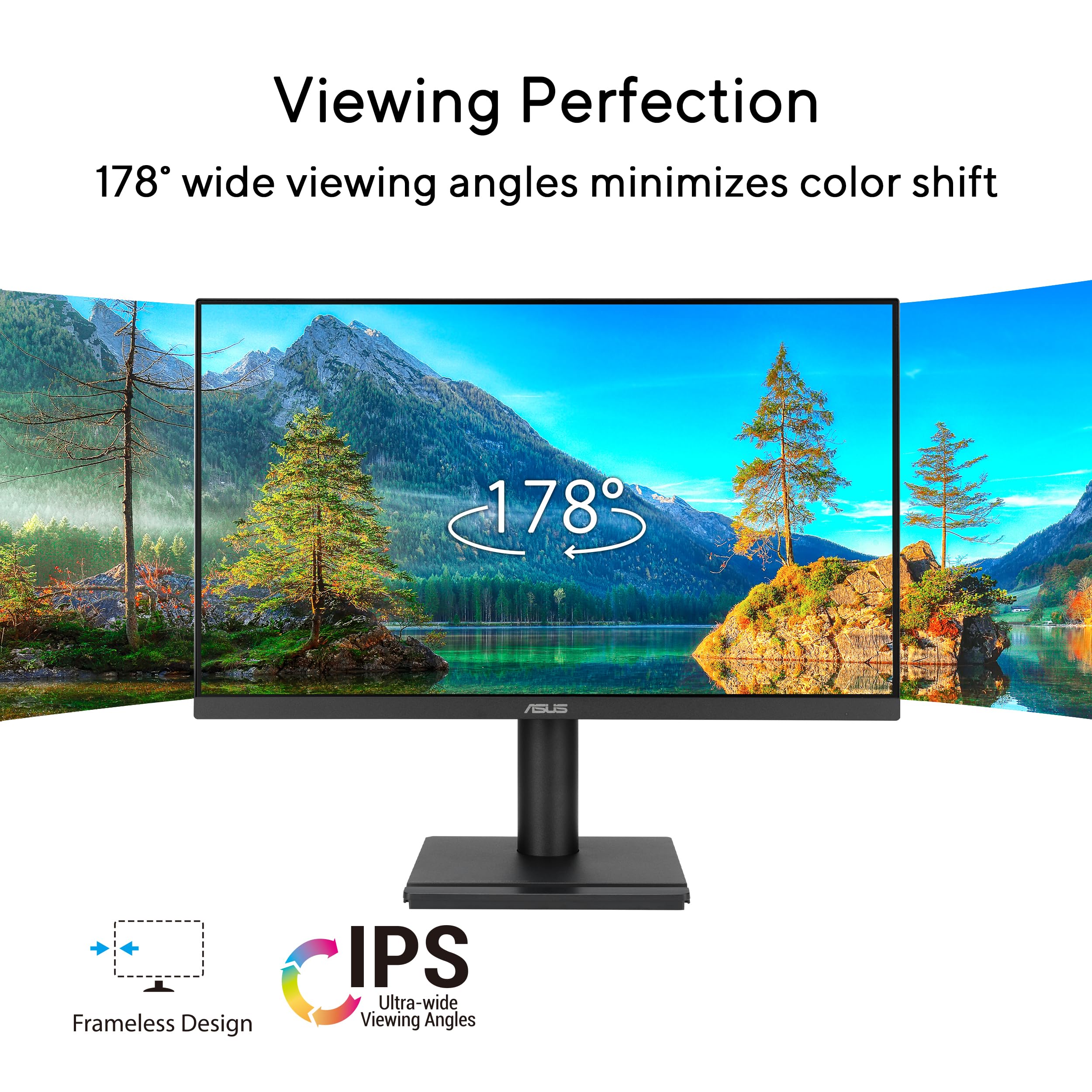 ASUS VA279QG EYE CARE, Monitor Gaming 27" FHD WLED/IPS (1920x1080), Nero | Design Senza Cornice, Refresh Rate 1ms MPRT, Adaptive-Sync, HDMI, DisplayPort, VGA, Filtro Luce Blu, Flicker Free