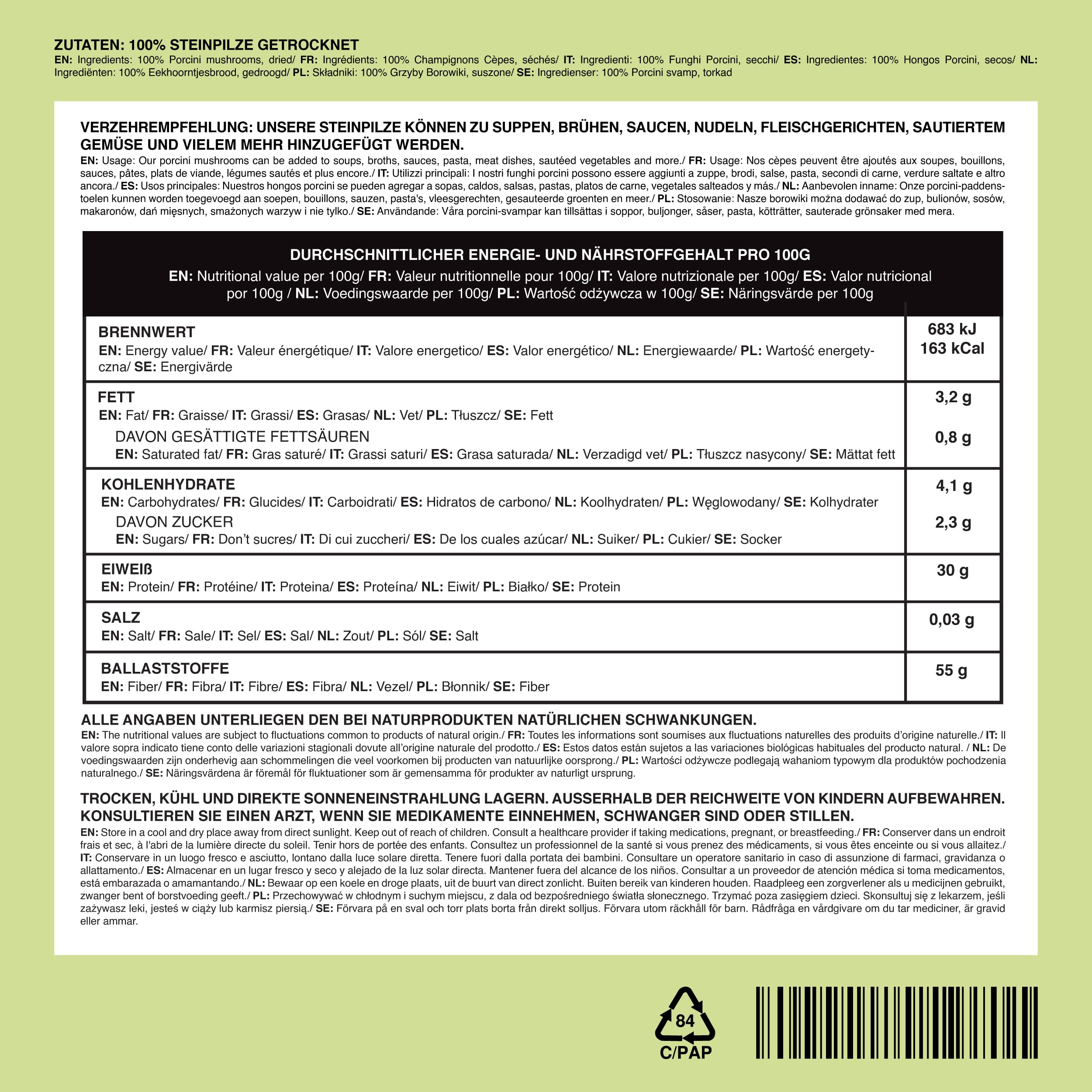 IDDA Herbal Hongos Porcini Secos 250g, Boletus Edilus, Setas Deshidratadas, Champiñones Secos