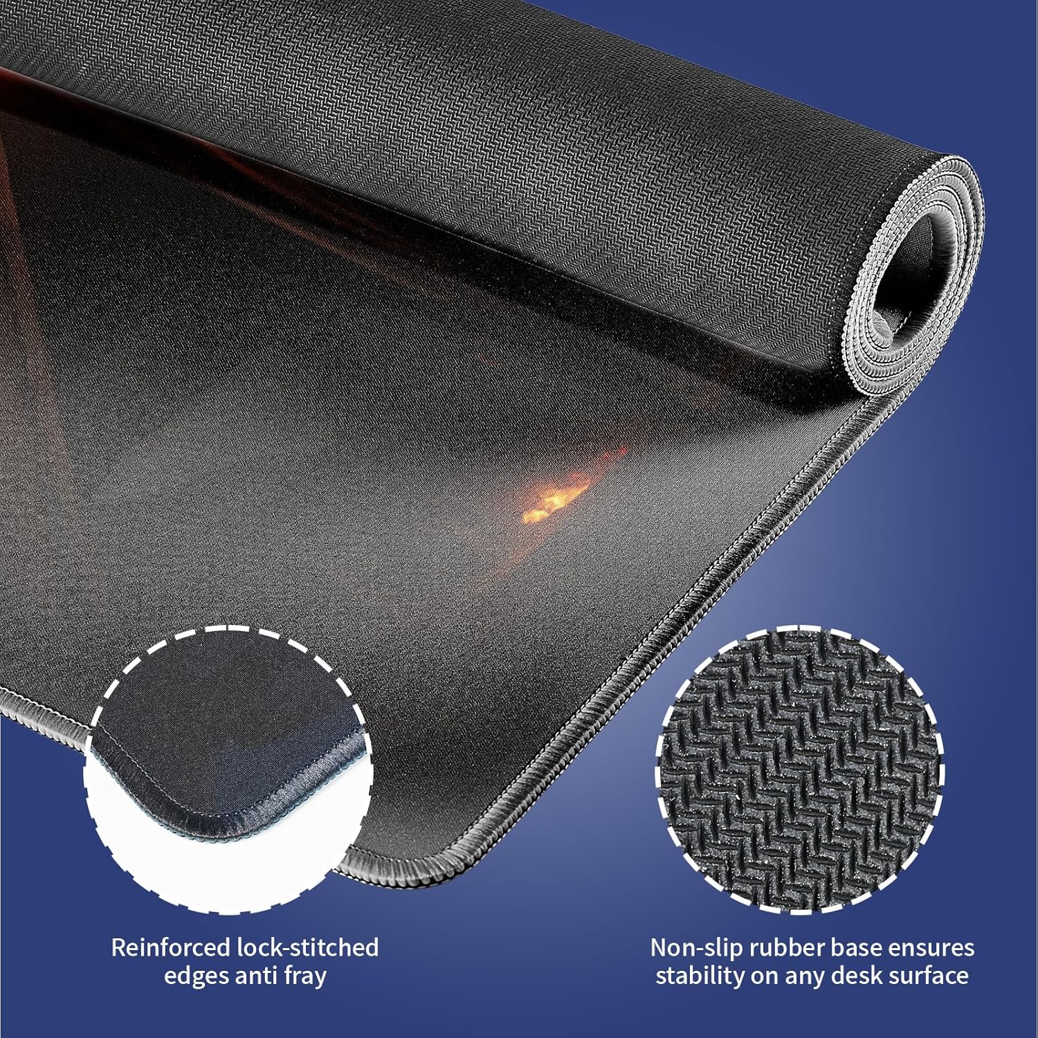 XXL Gaming Mouse Pad with Stitched Edges for PC Home & Office 31.5 x 11.8 inches - Knight Fighting Dragon Fantasy Scene, Smooth Cloth Surface Anti-Slip Natural Rubber Base Large Desk Mat - Image 3