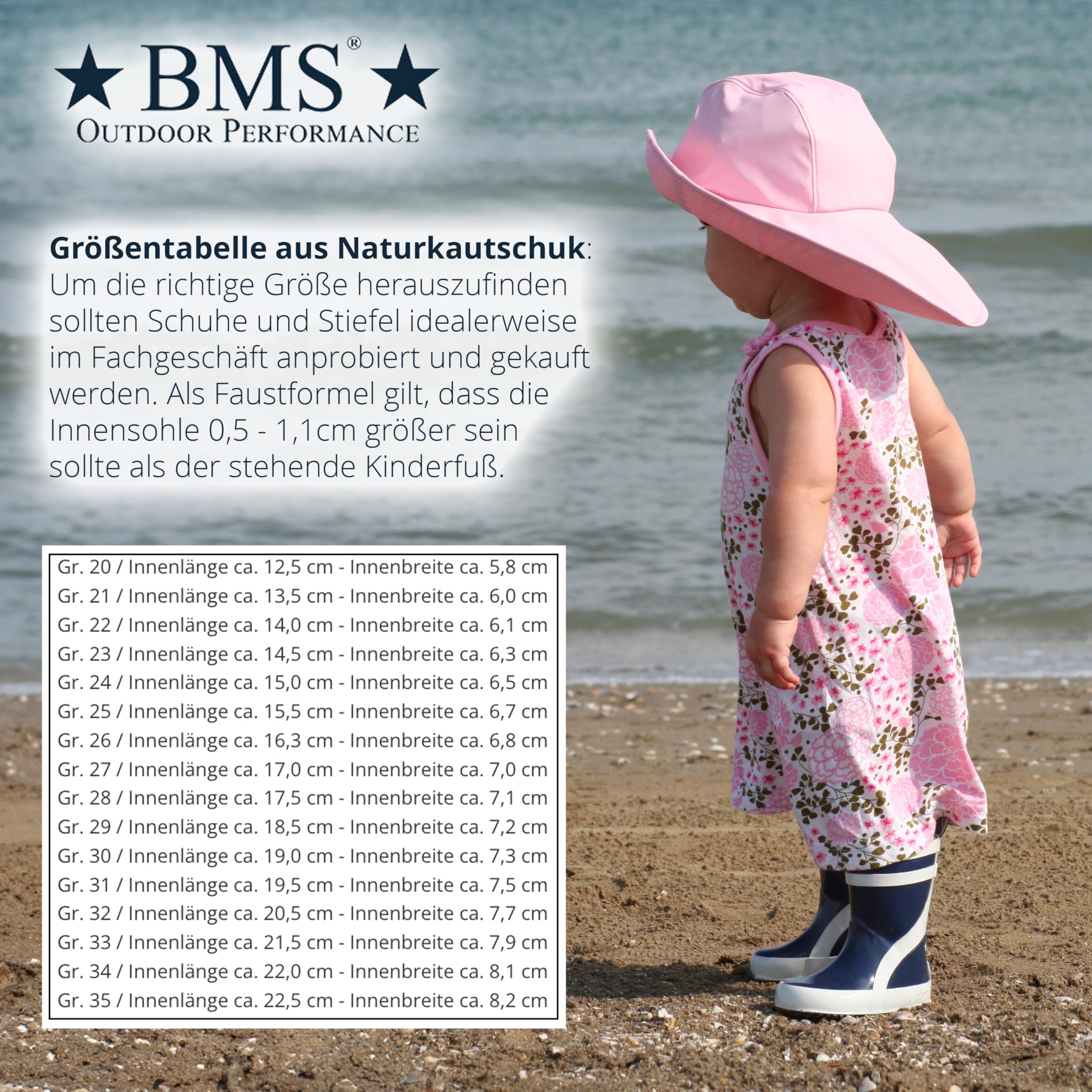 BMS Kinder Gummistiefel Naturkautschuk