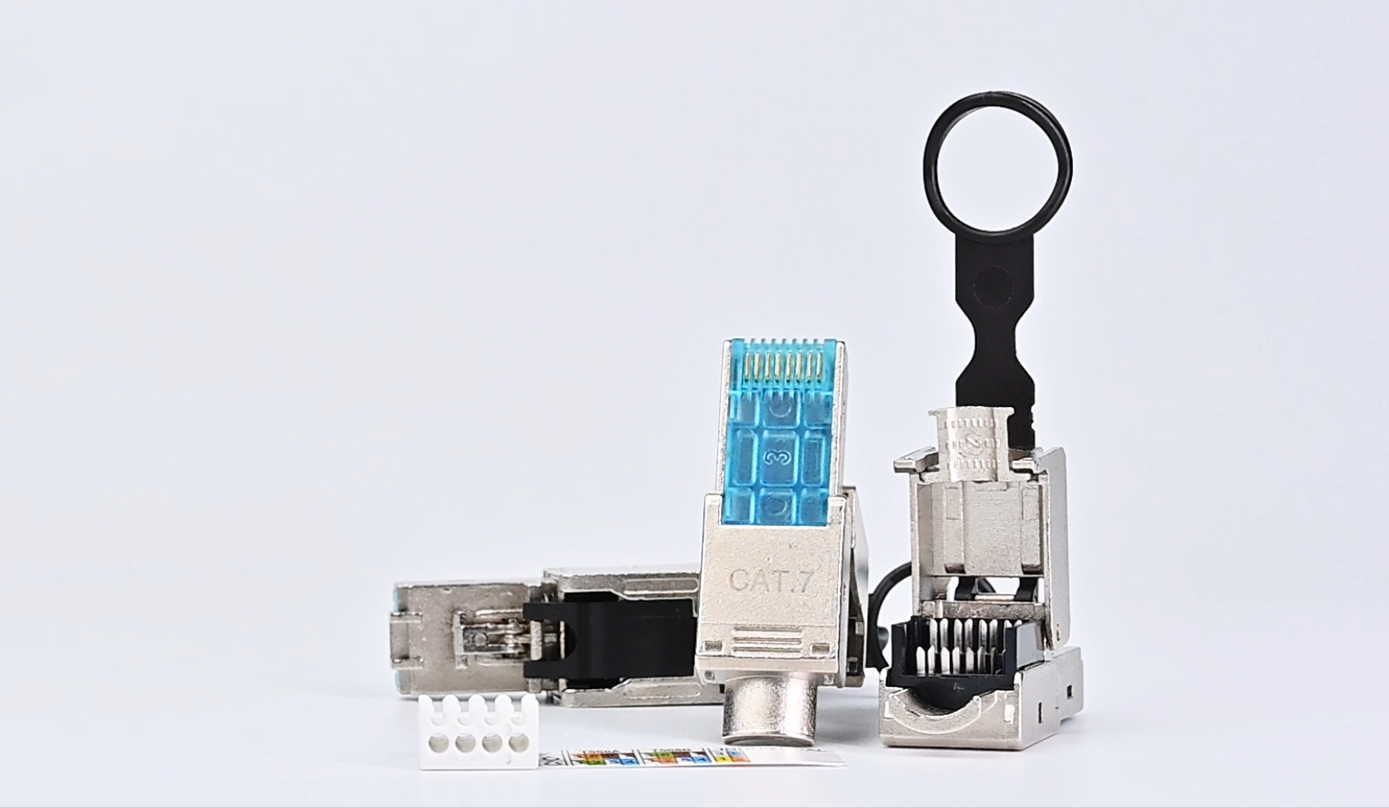 VCELINK Connettori RJ45 Senza Attrezzi – 8 Pezzi Plug Cat7 Schermati, Placcati In Oro, Per Cavi Ethernet Cat6A/Cat7, Adatti A PC E Router