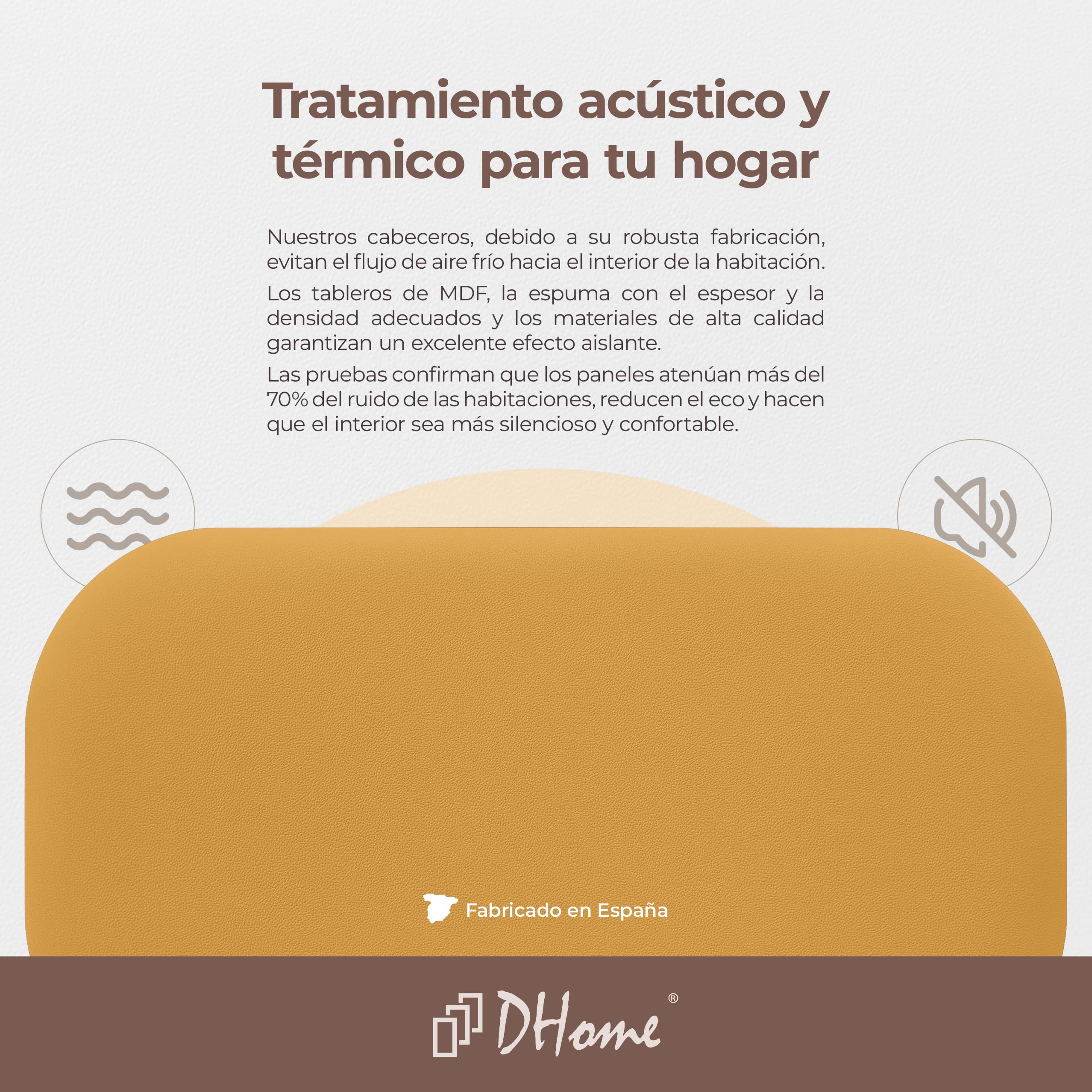 DHOME Cabecero Tapizado Curvo Liso Polipiel 50cm Altura para Pared Acústicos Cabeceros Absorbentes Cabezal Cama Dormitorio (Mostaza, 100cm)