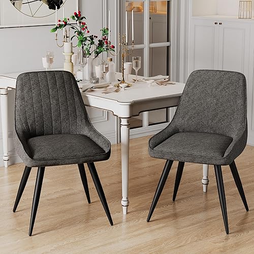 Alunaune Juego de 2 sillas de comedor modernas, tapizadas, de mediados de siglo, sin brazos, para ocio, sala de estar, silla auxiliar de escritorio disponible en Yaxa Peru