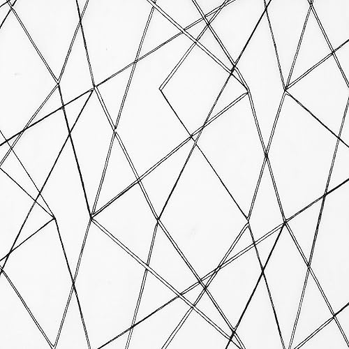 Vista 6 de No. 918 Fraction - Juego de 2 paneles de cortina de bolsillo para barra de mediados de siglo, moderno con bordado geométrico semitransparente Negro