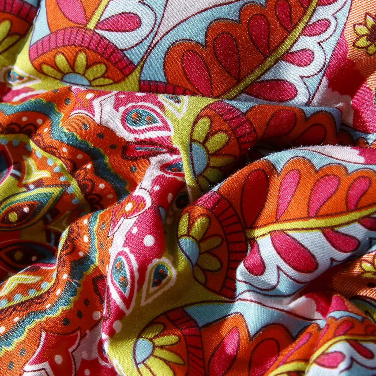 Bohemian Bed in a Bag 7 Pieces Full Size, Colorful Boho Style Red And Blue Printed, Reversible Comforter Set (1 Comforter, 1 Flat Sheet, 1 Fitted Sheet, 2 Pillow Shams, 2 Pillowcases)