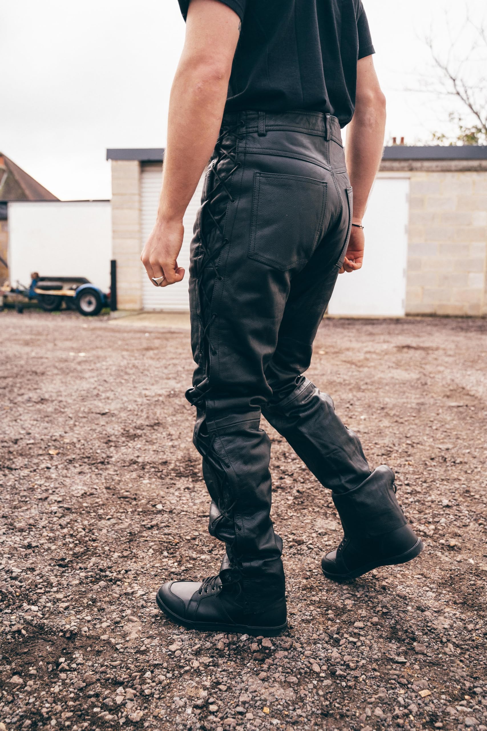 Texpeed Pantaloni da moto uomo invernali Estate con protezioni - Motociclista touring in pelle per moto da crociera con protezione autentica CE Armor (EN 1621-1) - Nero - 6XL