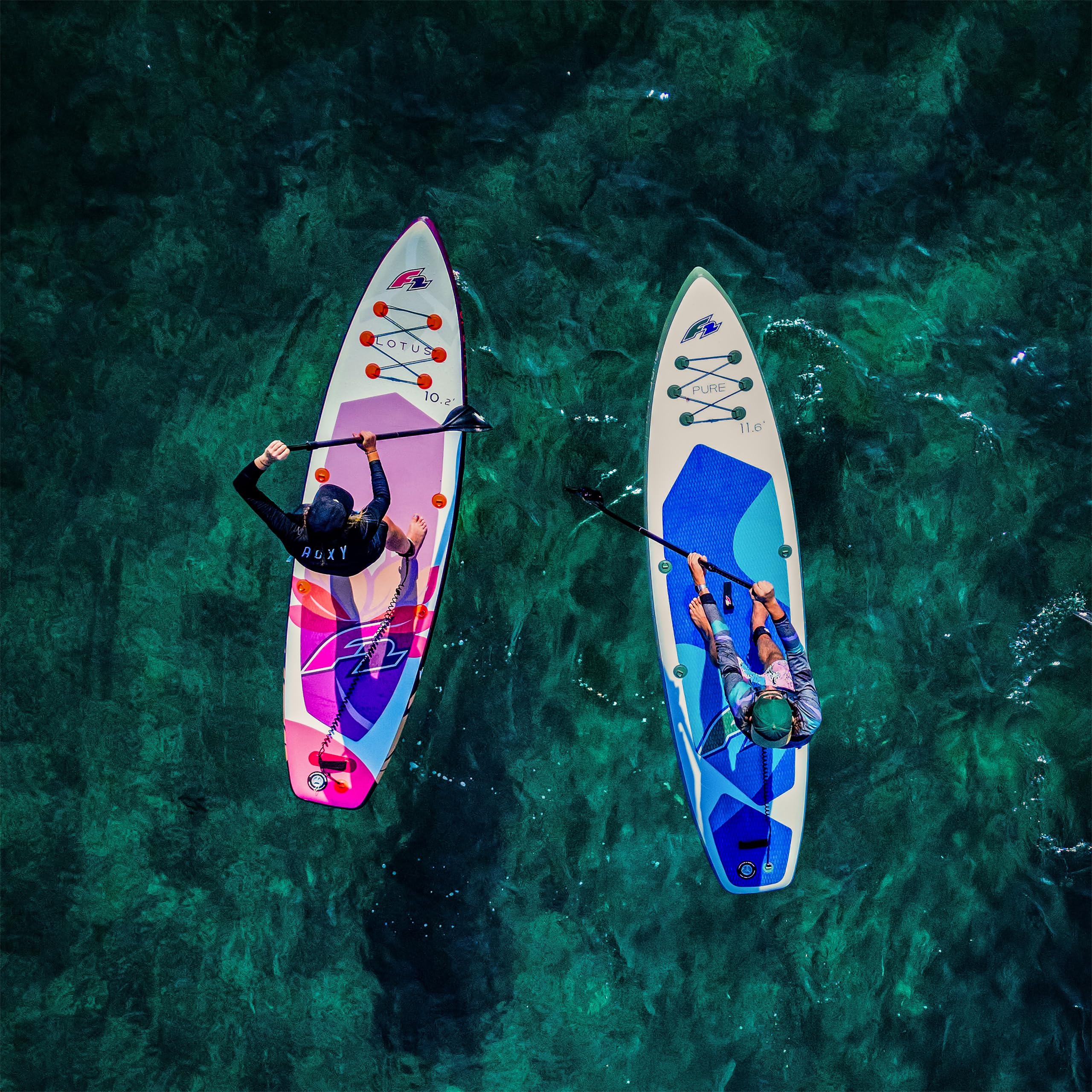 F2 Multiset SUP Board aufblasbar, Stand Up Paddle Board Set mit Kajaksitz, elektrischer Pumpe und Zubehör, Allround oder Touring je nach Variante
