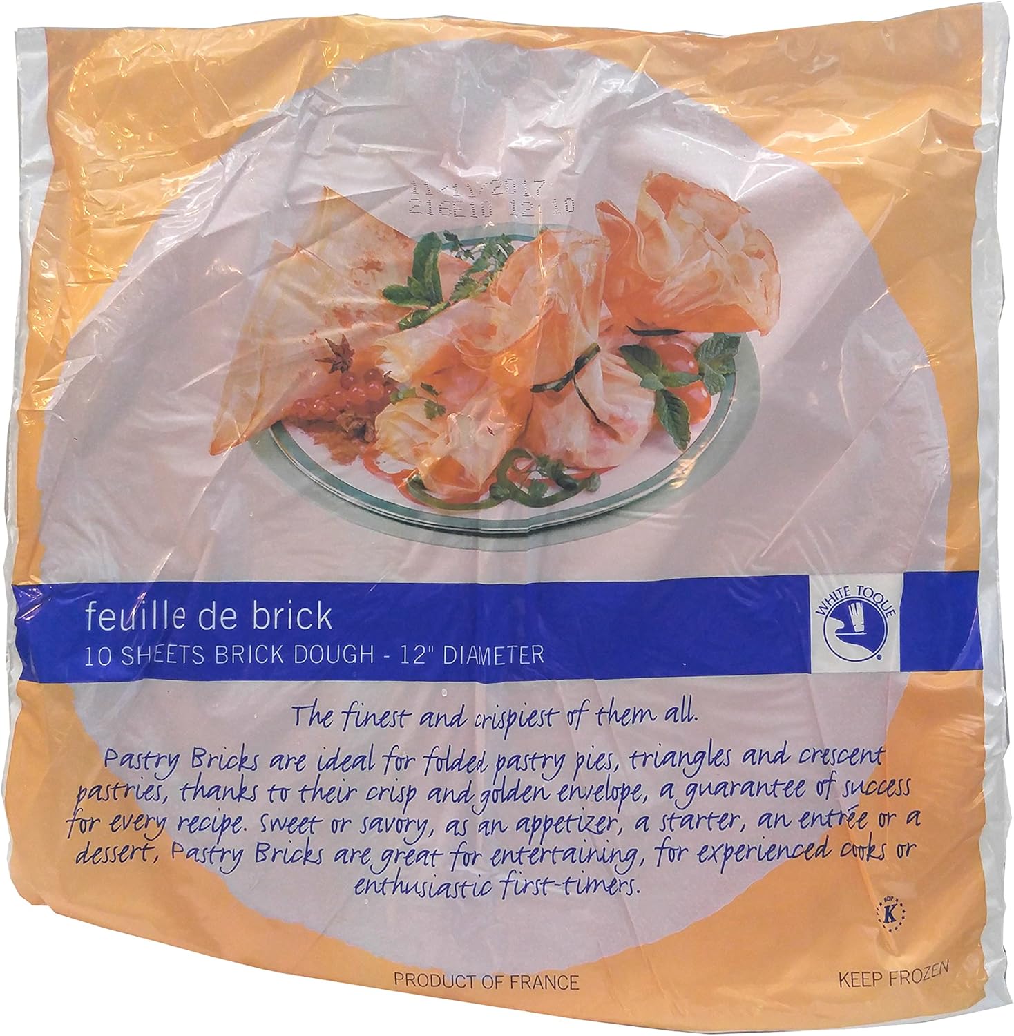Feuille De Brick Pastry, 12 pulgadas de diámetro, 10 hojas (paquete de