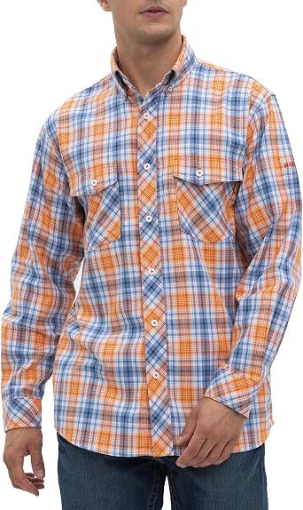 WORKWEYA Mens Flame Resistant Shirts 6.5oz Lightweight Plaid FR Button-Down Welding Shirts CAT2/NFPA2112