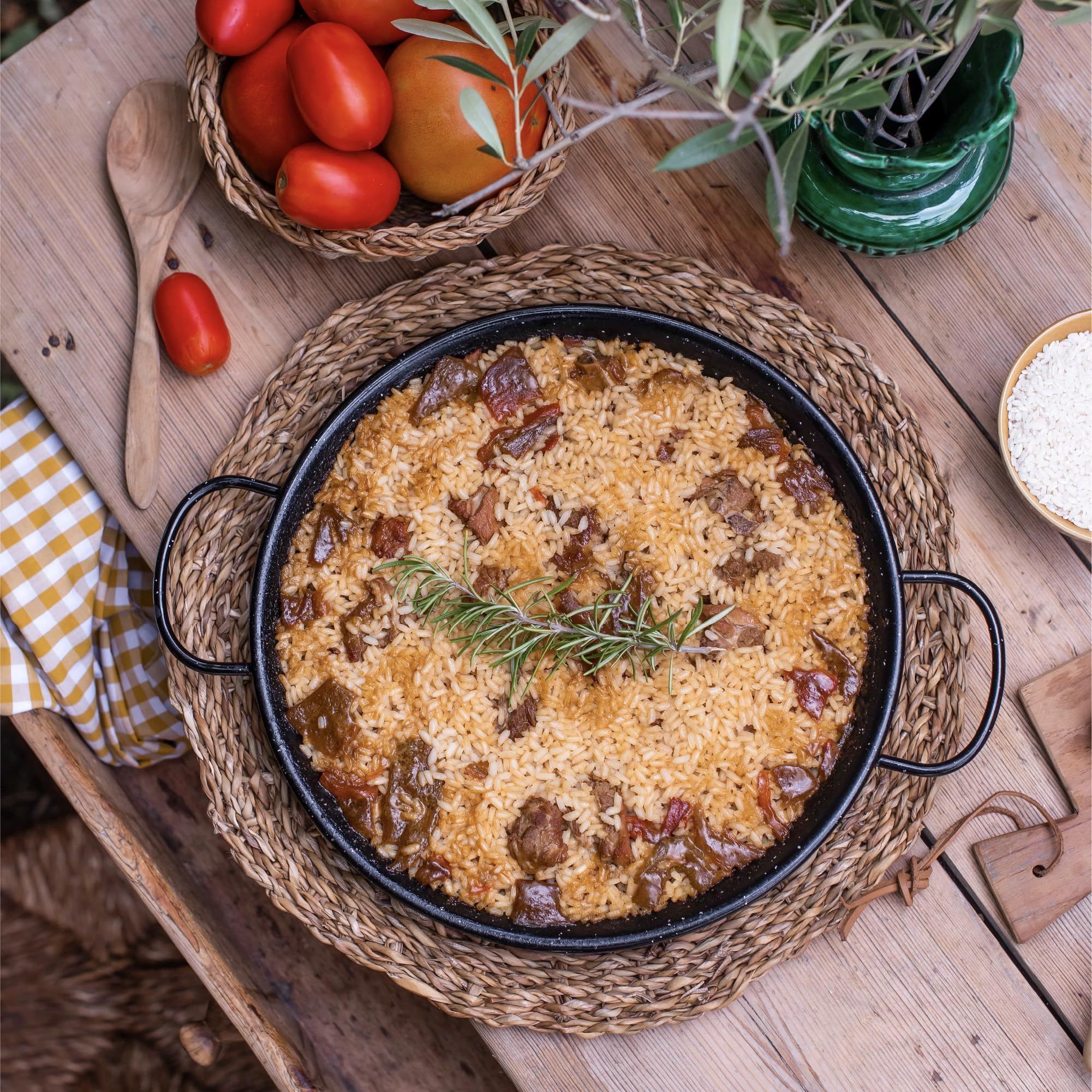 EL PAELLER - Preparado Arroz de Costillas Ibericas y Pimientos Asados - Cocinado Artesanalmente a Leña - Ingredientes 100% Naturales - Para 2/3 Personas - Fácil de Preparar en Tan Solo 18 Minutos