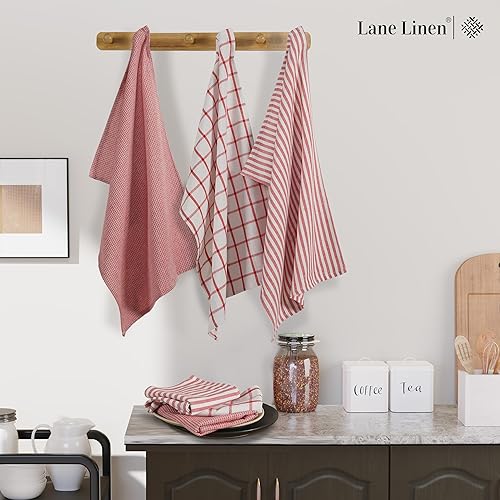 Miniatura 4 de LANE LINEN Juego de 4 paños de cocina 100% algodón para secar platos, 18 x 28 pulgadas, toallas de mano de cocina, paños de cocina absorbentes,