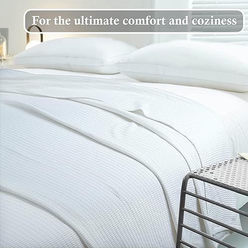 Miniatura 4 de Tex Trend Manta de cama 100 % algodón, manta de cama transpirable tamaño individual XL, manta térmica de algodón individual XL, manta para todas las