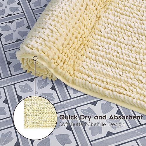 Miniatura 3 de Alfombrilla de baño Laura Ashley Butter Chenille 17 "x 24", amarillo