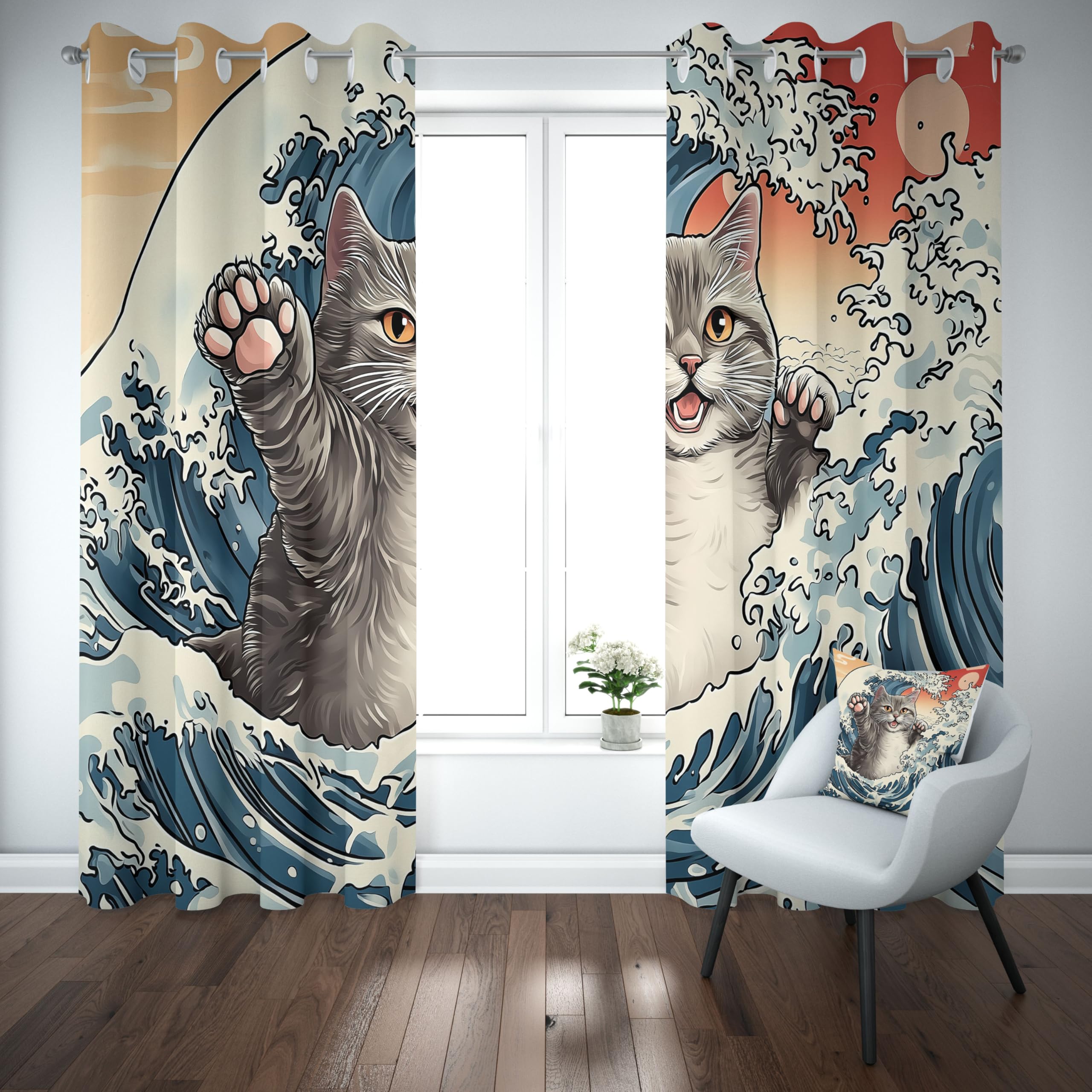 Aazon.co: Cat Blackout Curtains For Girls Boy Hoe Decor, Cute Anial