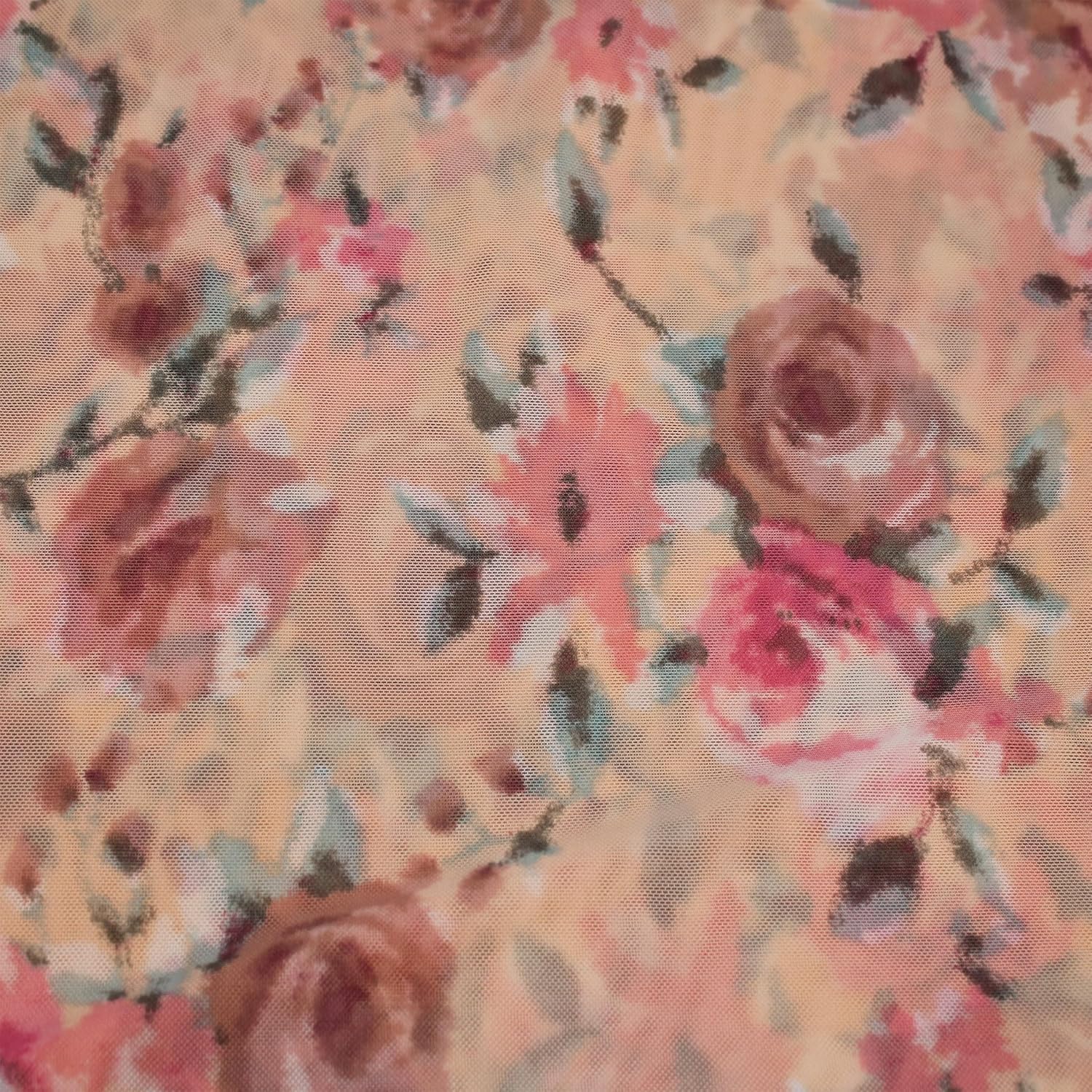 Stylish FABRIC 60" Wide Printed Poly Spandex Lace Power Mesh Fabric by The Yard-100 GSM, Lightweight, 4-Way Stretch, Breathable – Apparel, Headbands, Bridal & Accessories, Blush Coral 15 Yards