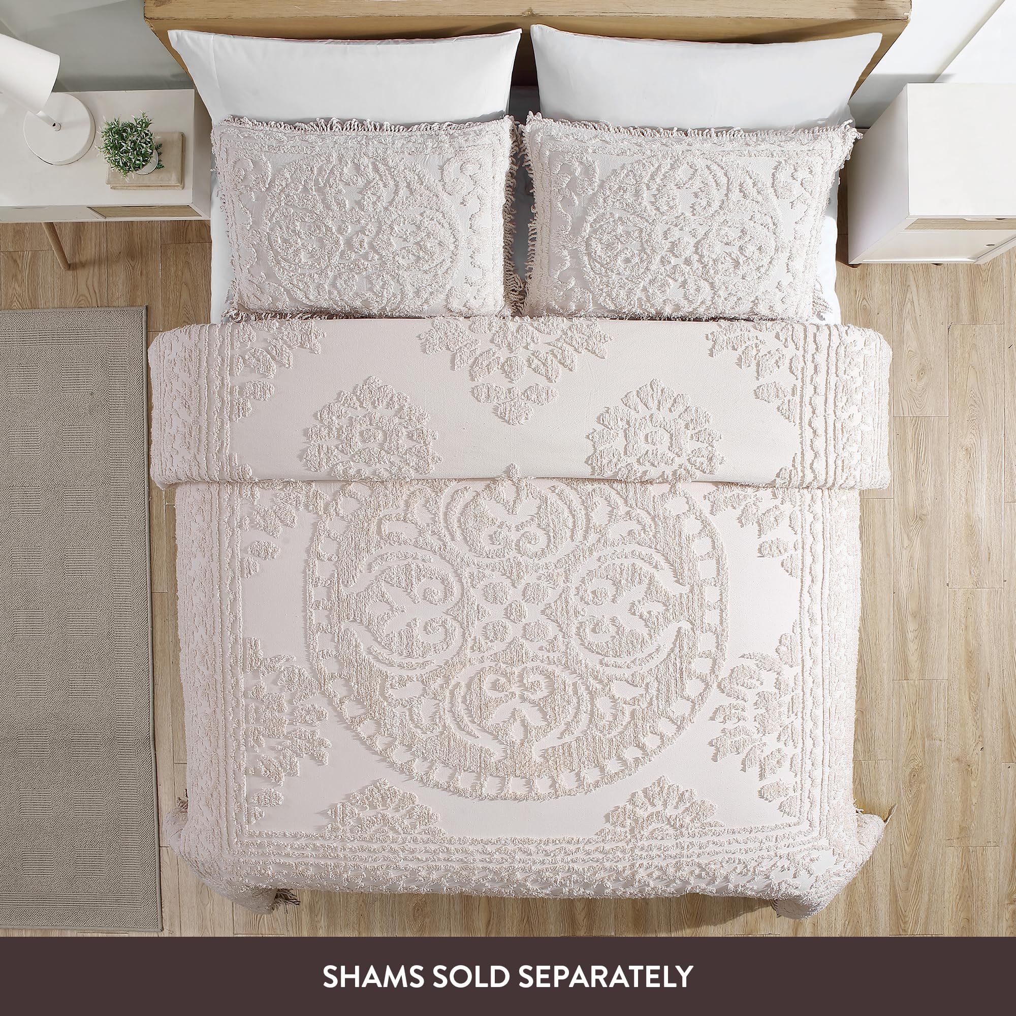 Beatrice Home Fashions Szenilowa narzuta na łóżko z medalionowym wzorem, do łóżek typu Queen Size, różowa (Blush)